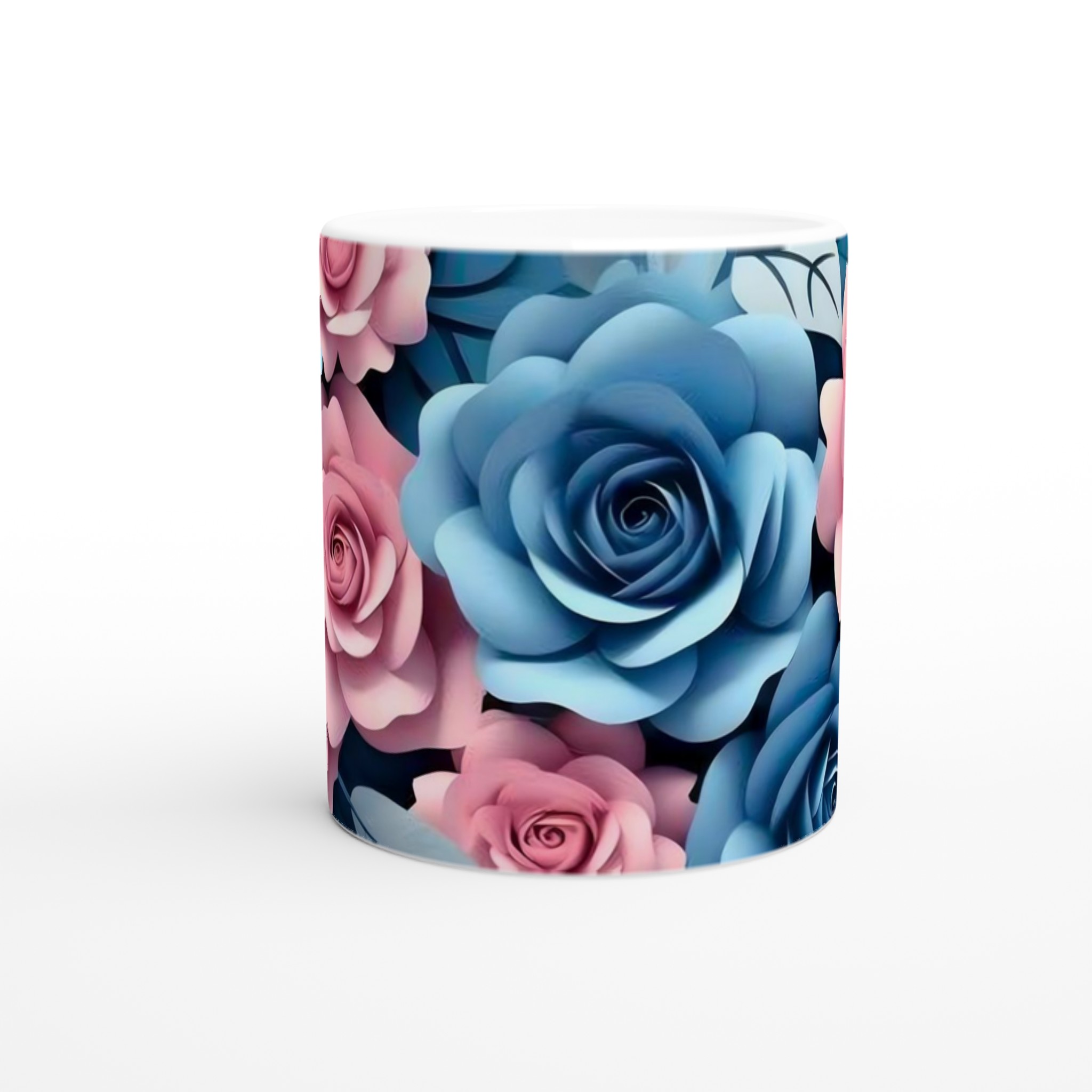 Elegant 11oz Keramisk Mugg med Blå och Rosa Rosor – Välj Din Favoritfärg 8 b54f77ff-85f6-4052-94c7-d69256ef1770
