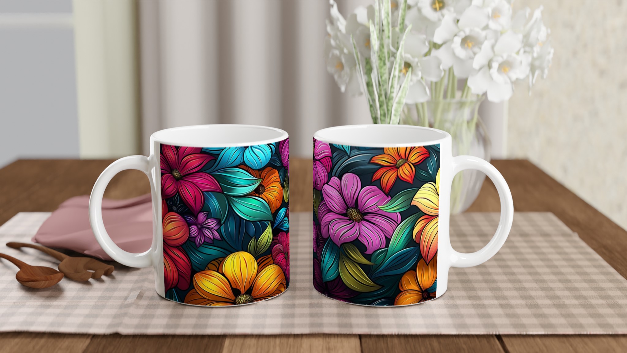 Tropisk Blomster Mugg - Livfull Keramisk Kaffemugg med Färgstark Design, 11oz 10 b556a92b-d9ad-4dcf-9841-d167cff72553