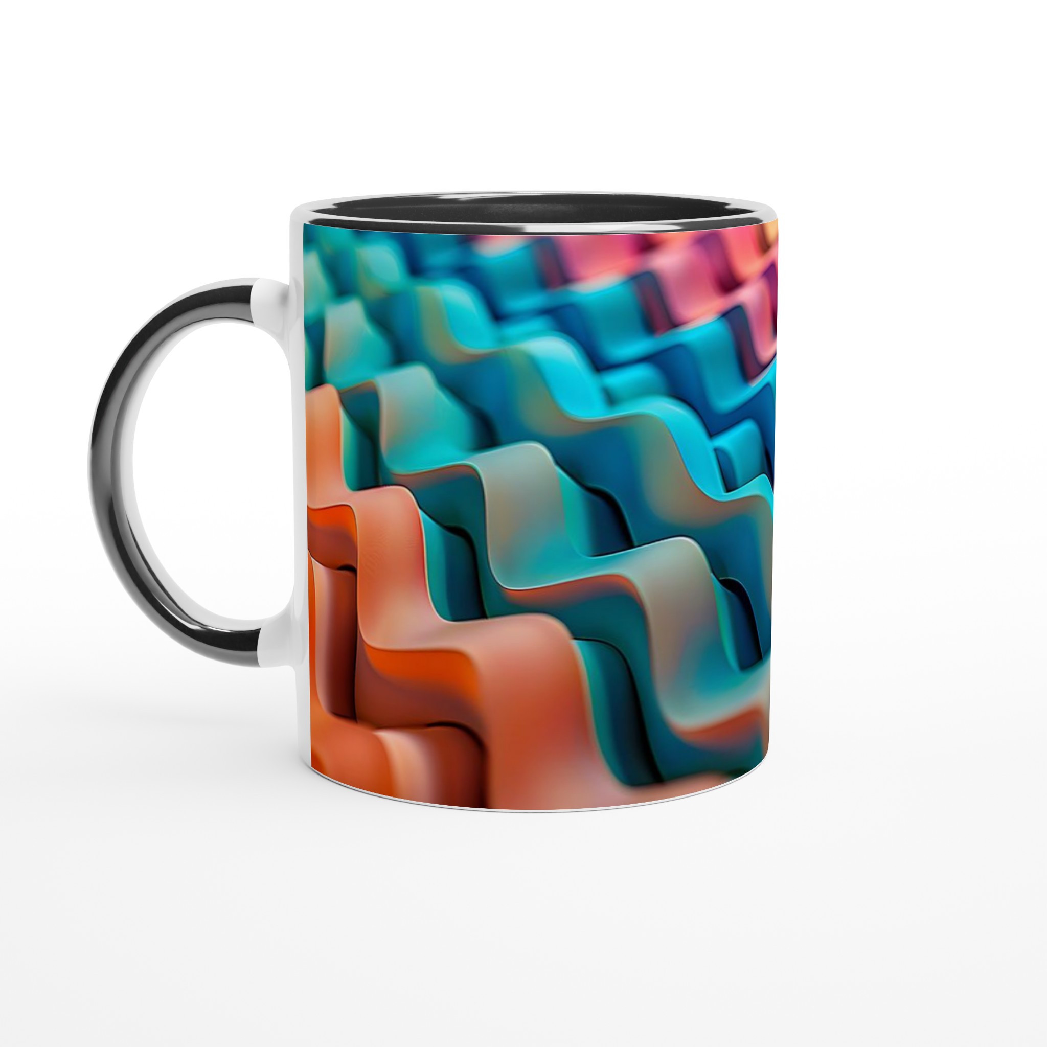 Abstrakt Vågformad 11oz Keramisk Mugg – Färgglad Design för en Unik Kaffeupplevelse 4 b57ea75b-4e7e-4abe-8e26-294dcd137f84