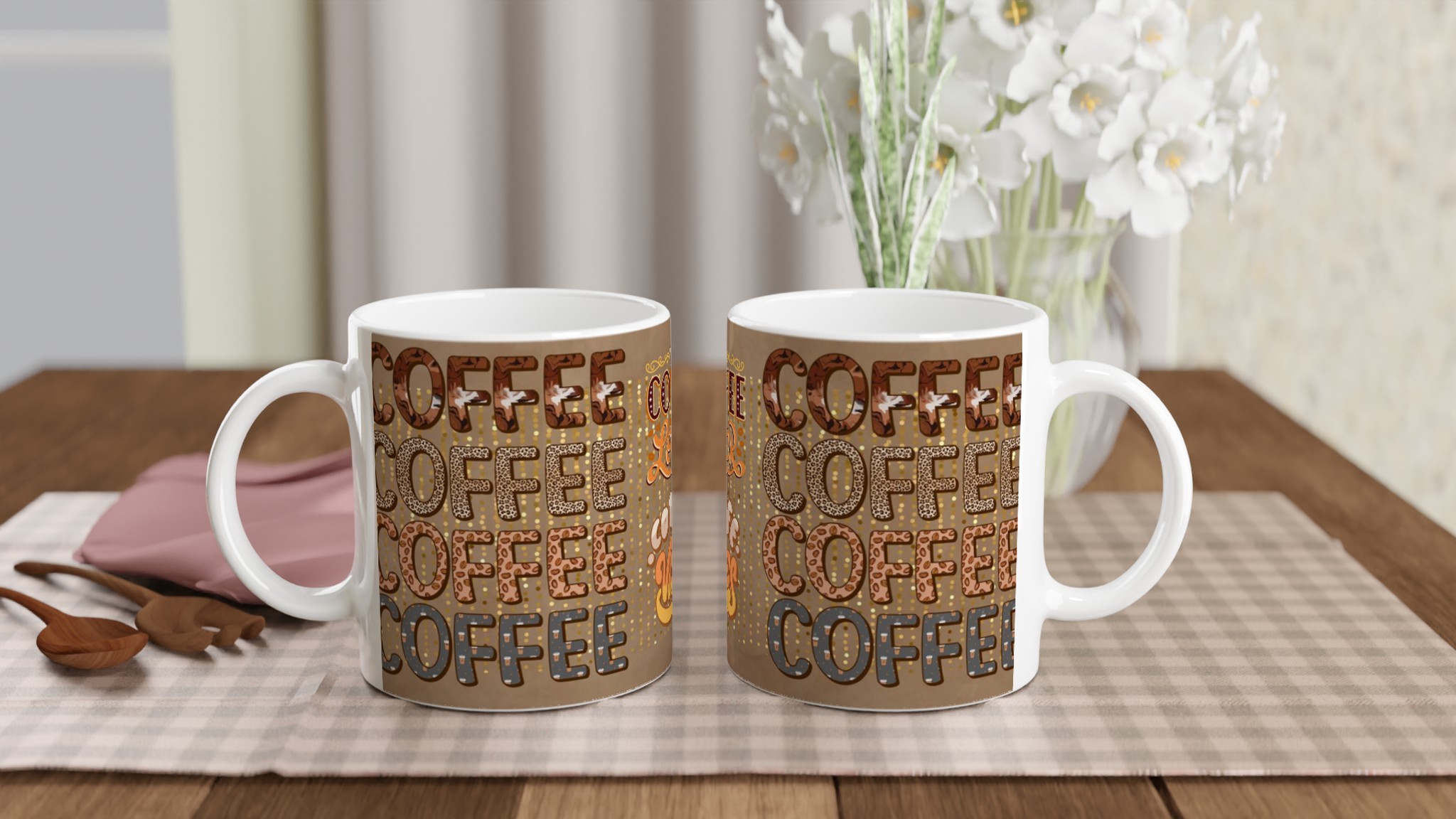 Vit 11oz keramisk mugg med unika kaffe- och djurmönster – välj din favoritfärg bland sju livfulla keramiska nyanser 10 b58d31c9-469a-4adb-9b63-b852508f0dff
