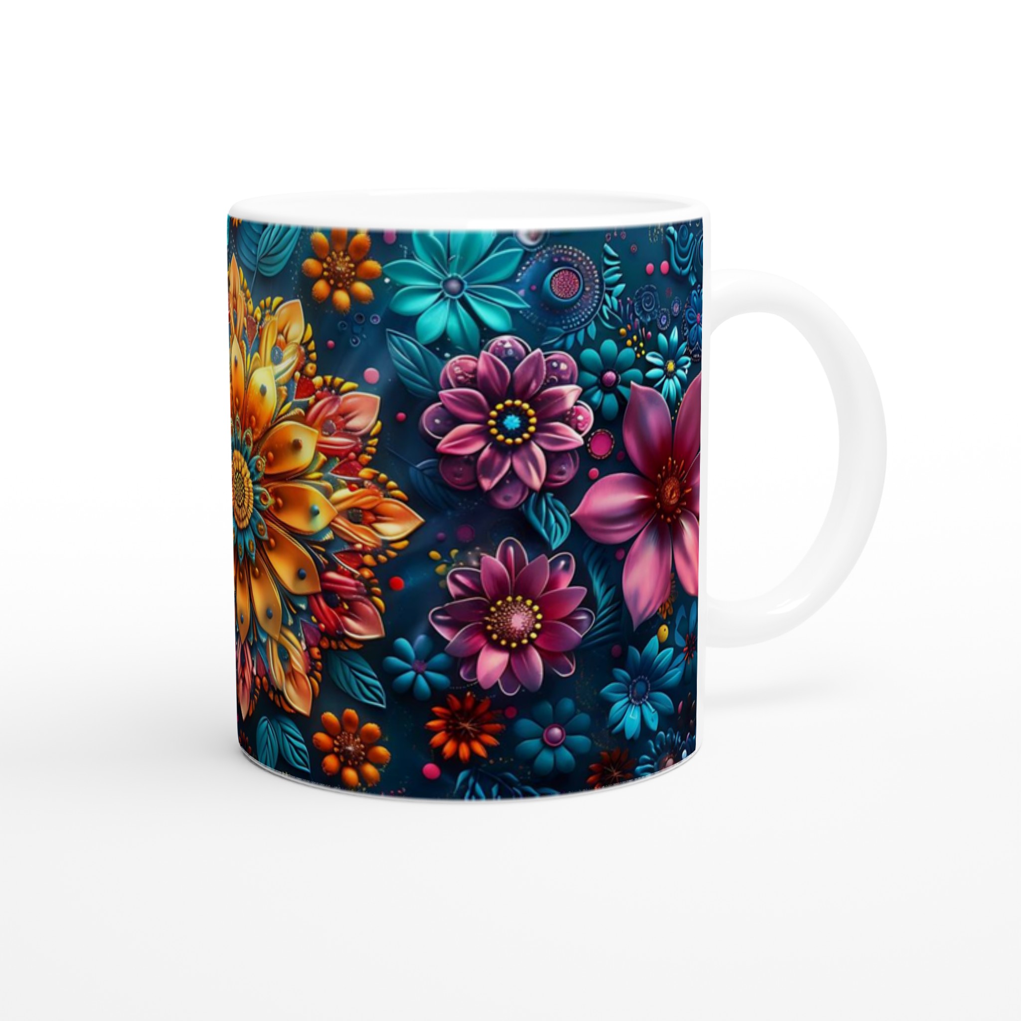 Mångfärgad blommig Mandala 11oz Keramisk Mugg – Konstnärlig Design i Flera Färger 9 b5b0782d-2fe0-4fd5-9c0e-443f009719a3