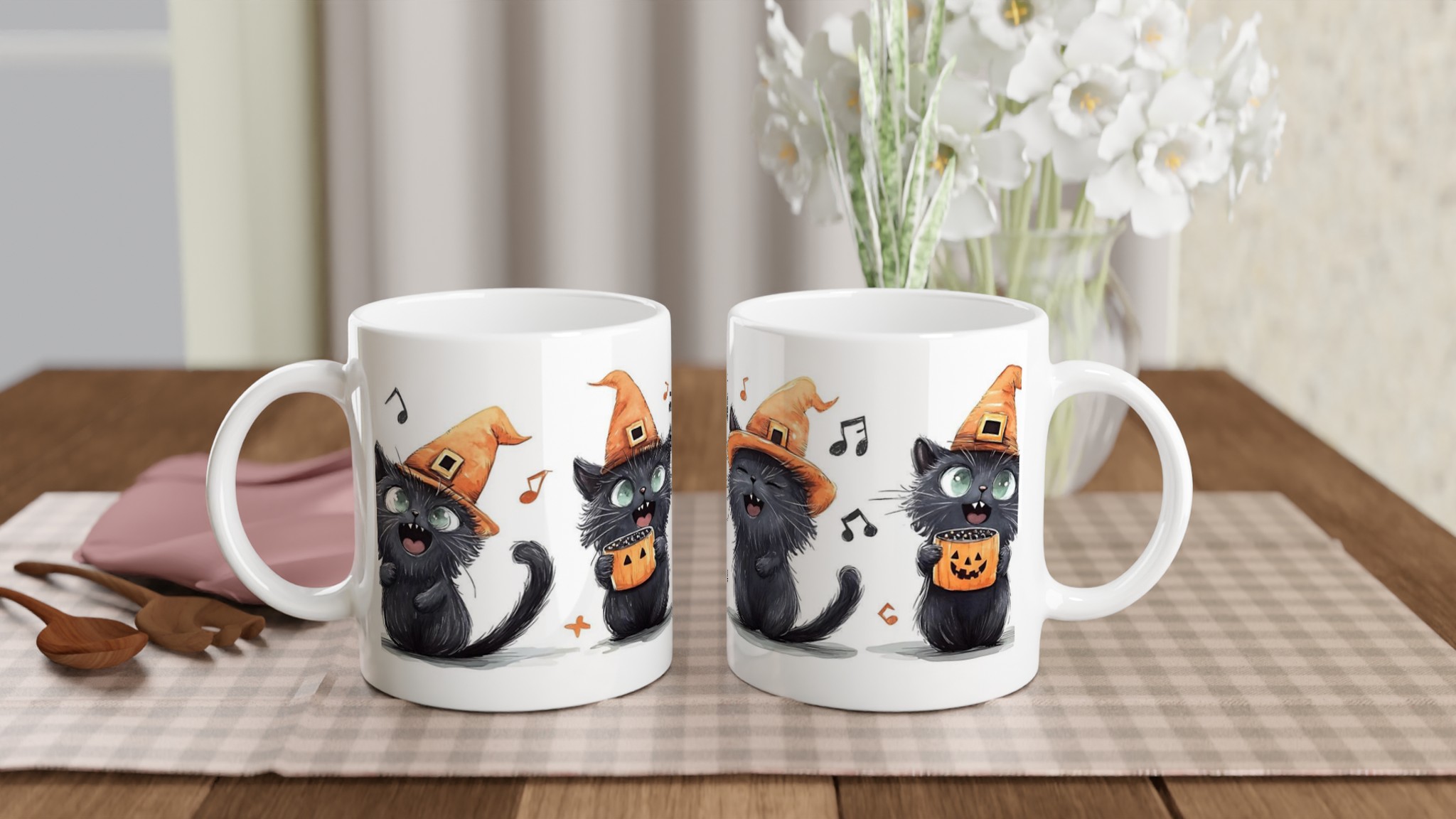 Busiga Halloween Kattar Mugg - Söta Svarta Katter med Häxhattar & Pumpalyktor i Din Valfria Färg 10 b5f97f75-63e9-41a2-bd31-dfacc58bd7bf