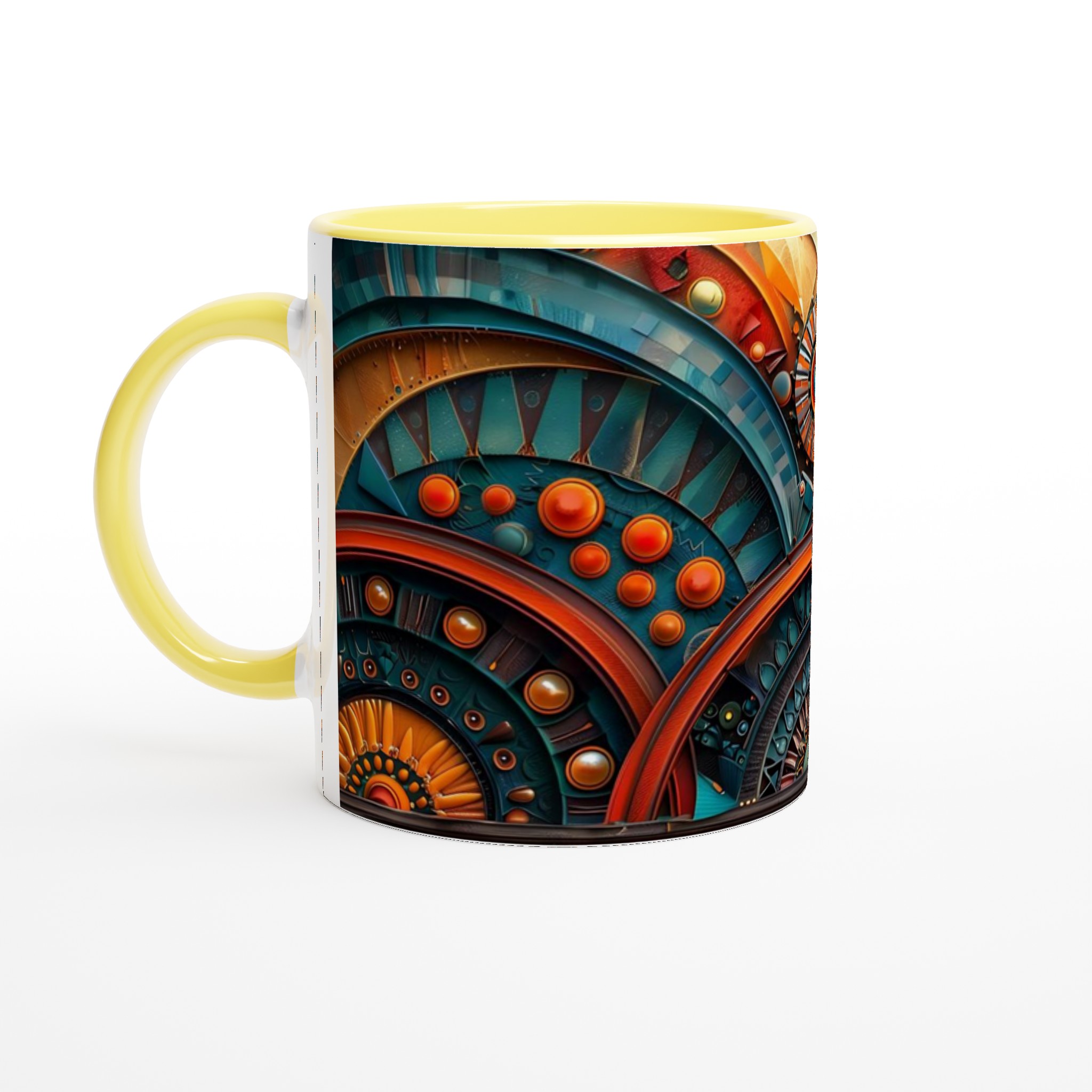 Abstrakt Mandala Keramikmugg - Livfulla Turkosa och Kopparfärger, 11 oz 3 b601f7f2-ddd1-4ce8-8775-35dc79a3638e