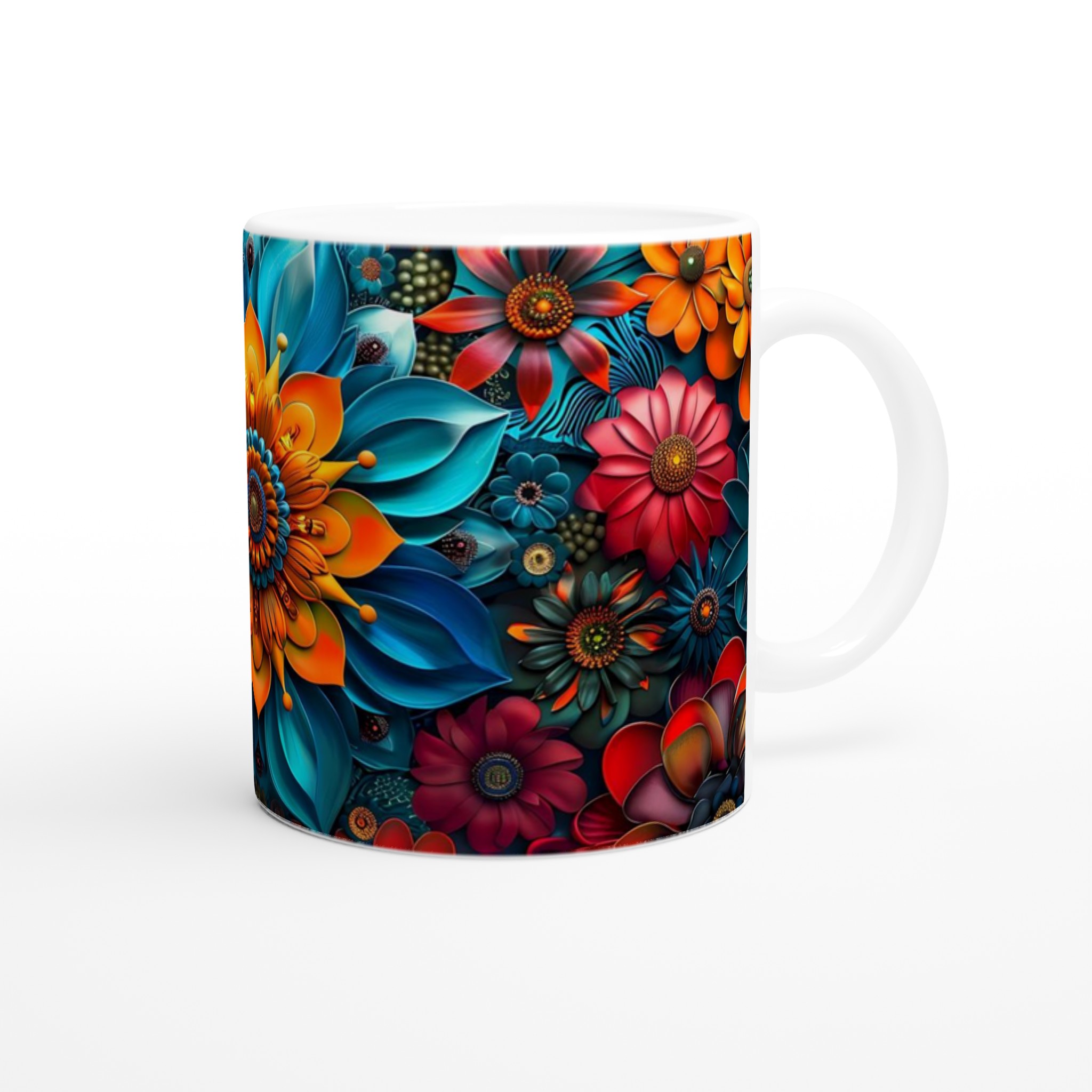 Mångfärgad blommig keramikmugg – 11 oz premiummugg i ditt val av sju livfulla färger 9 b69905b9-62c4-4370-a69e-de3401b97541