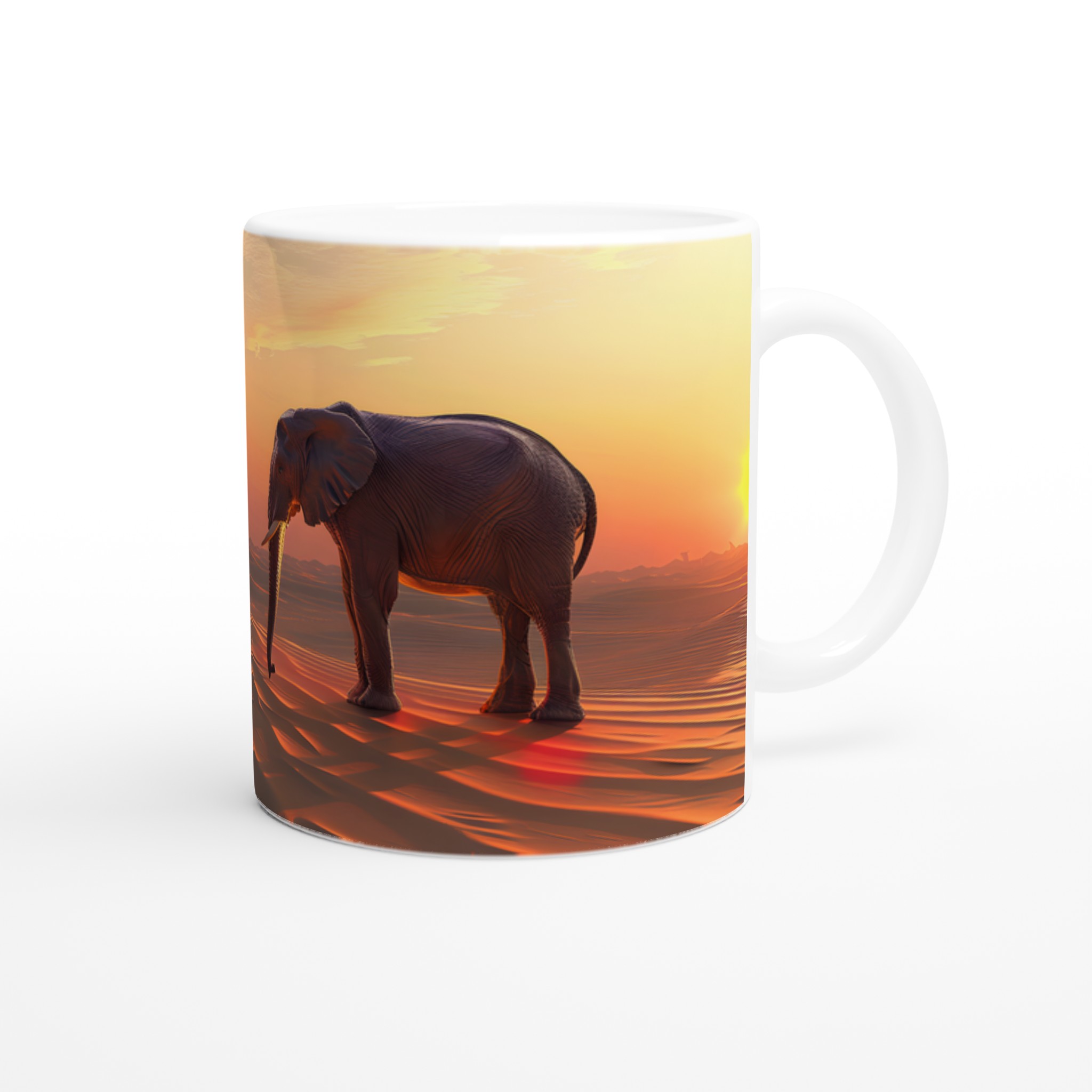 Majestätisk Elefant i Solnedgång – 11oz Keramisk Mugg för Äventyrare & Drömmare 9 b6bdc5d4-32d7-410b-910a-d6f541ebee58