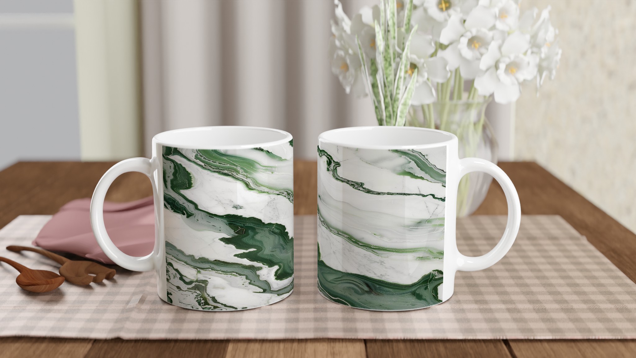 Abstrakt Grön Marmorerad Keramikmugg – 11oz Konstfull Kaffekopp i Valfri Färg 10 b6c5f0e5-b68f-4de1-9470-847a3473fe54