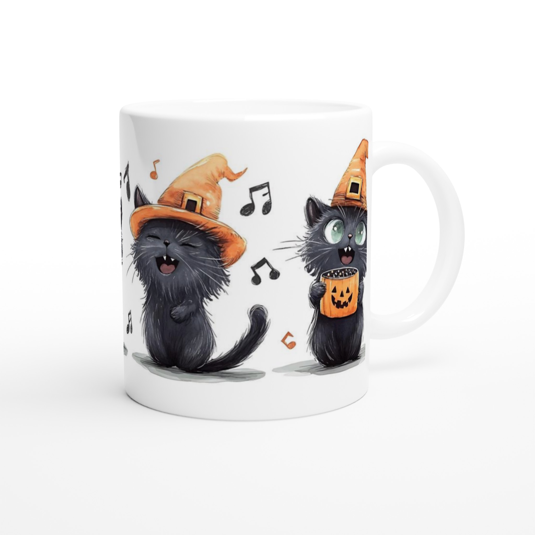 Busiga Halloween Kattar Mugg - Söta Svarta Katter med Häxhattar & Pumpalyktor i Din Valfria Färg 9 b6df0b48-5c47-4b54-b569-f827ad003c21
