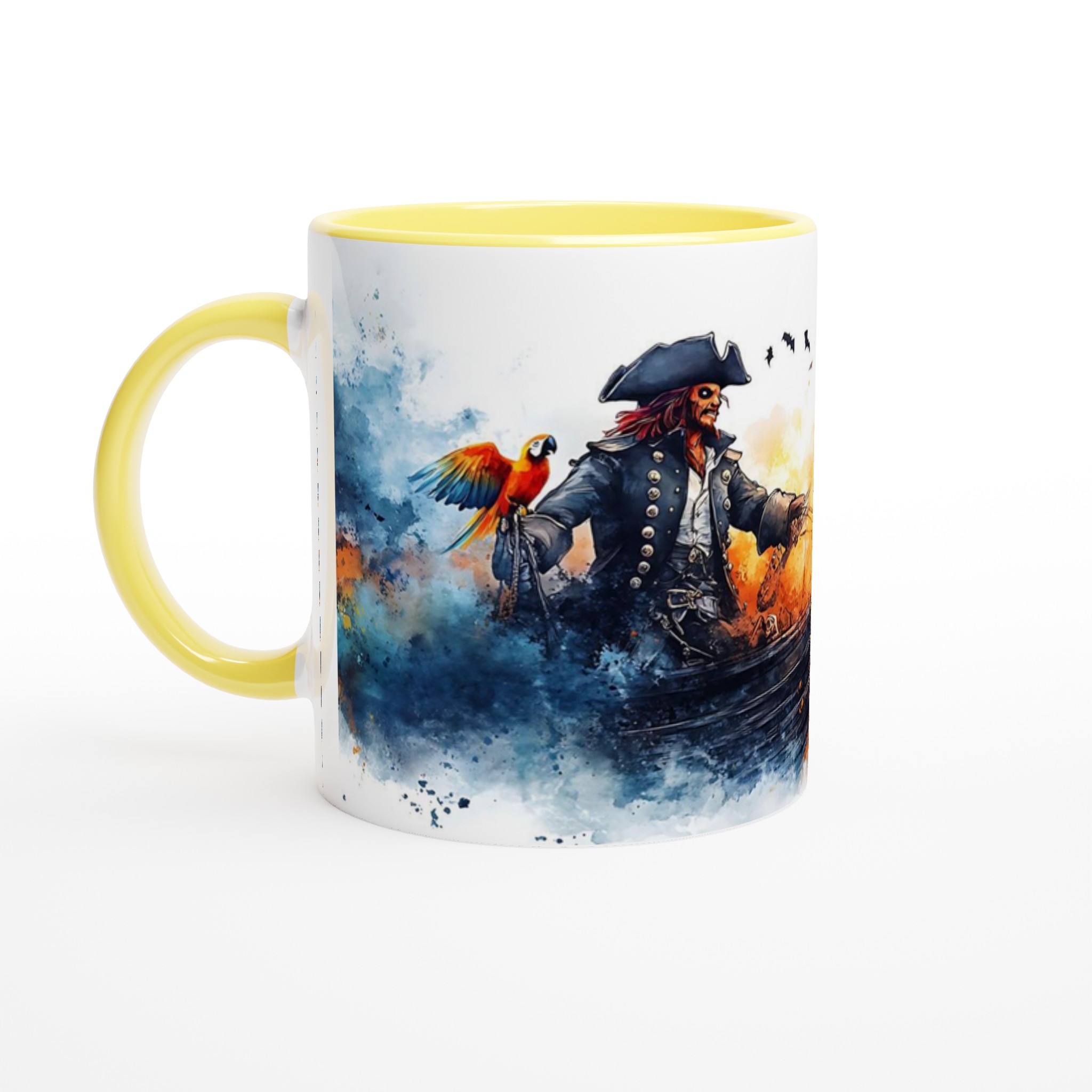 Piratmugg – Äventyrlig Vattenfärgsskäppare med Papegoja – 11oz Keramisk Mugg i Valfri Färg 3 b6e8fd55-c4cf-4d8b-b485-83d5847f4f7e