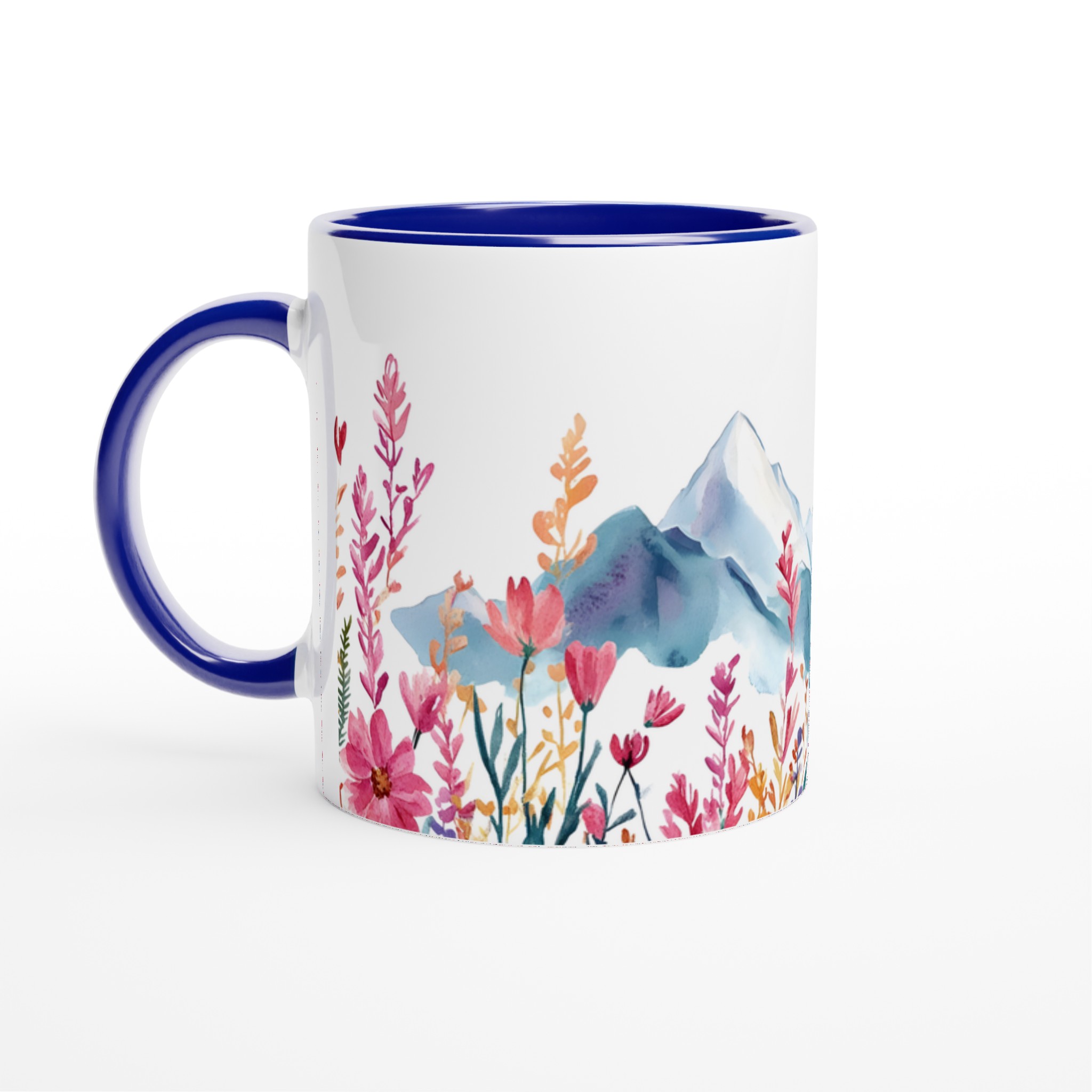 Akvarellblommig bergsmugg – 11 oz keramikmugg i ditt val av sju livfulla färger 2 b7126308-1fbe-4ac1-b4b2-7ad3537eaa29