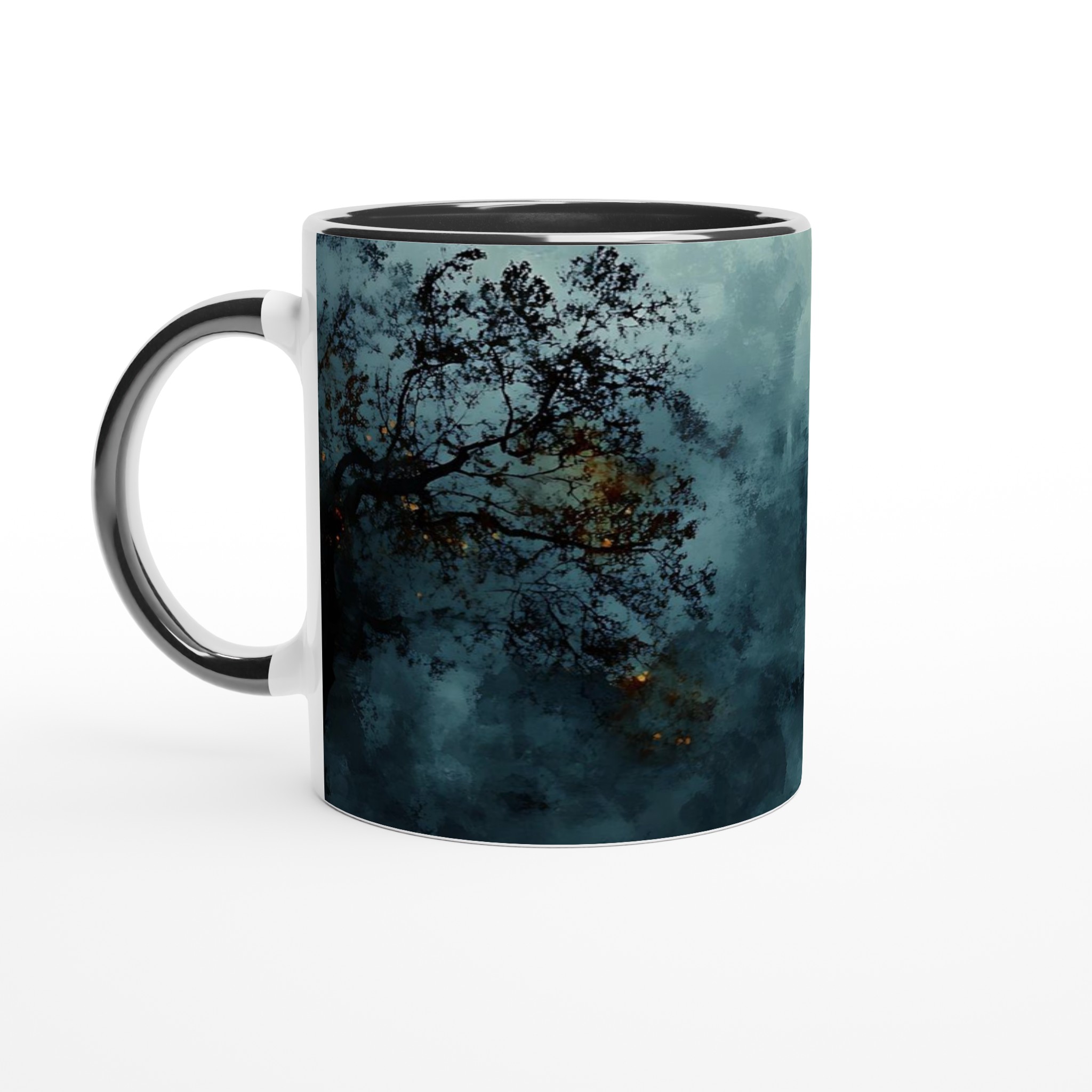 Mystisk Gryning 11oz Keramisk Mugg - Drömsk Stadsmiljö i Dimmiga Blåtoner 4 b71cd775-ff92-4cfc-b1f1-6690a64aa7cf