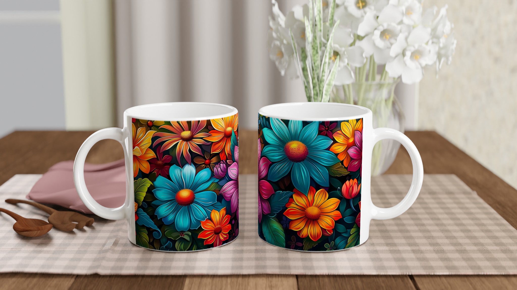 Färgsprakande Blomstermugg – 11oz Keramisk Kaffemugg i Ditt Val av 7 Livfulla Färger 11 b73d6d14-2b09-4a13-a228-1efc683d3c1a