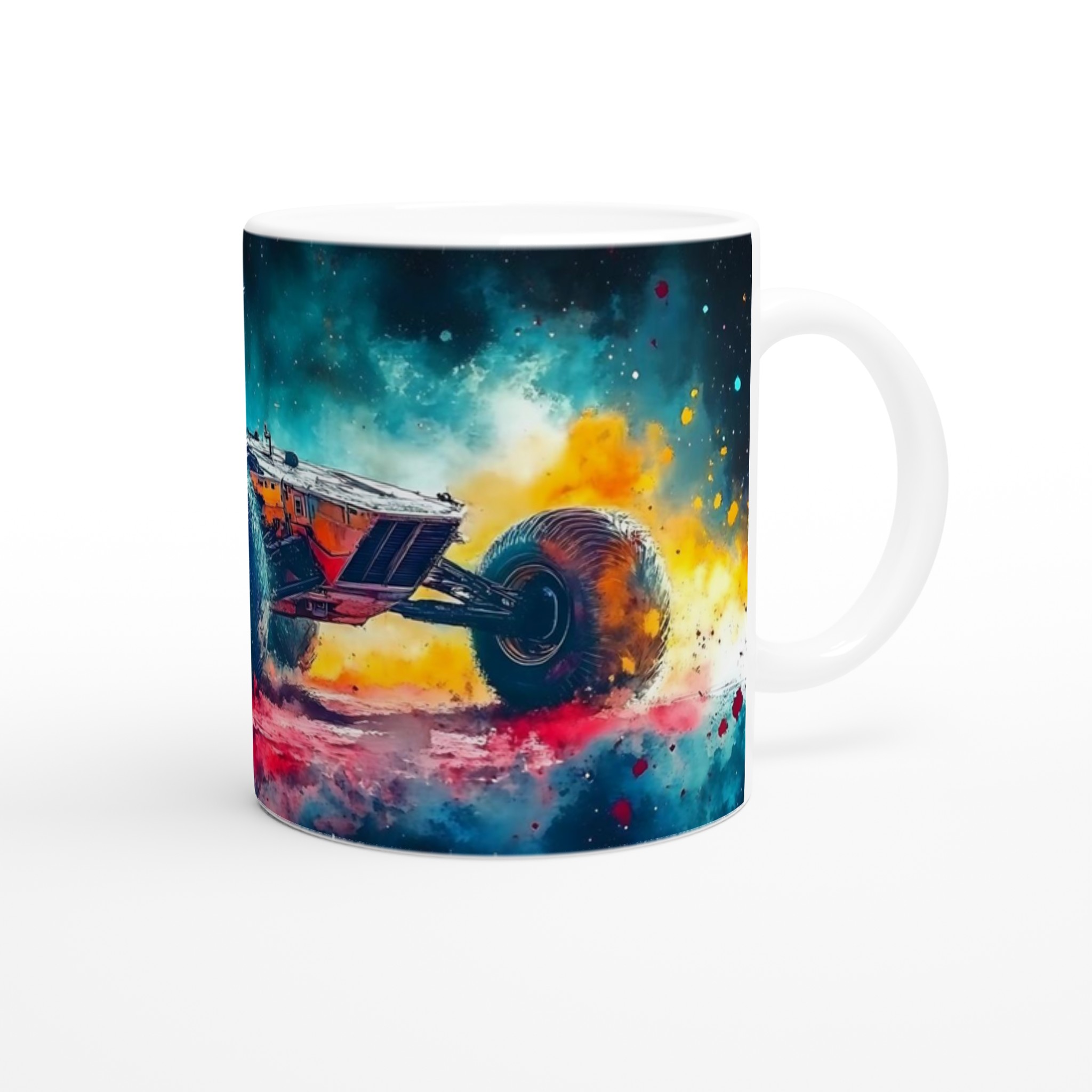 Vit 11oz keramisk mugg med explosiv futuristisk bildesign i livfulla färger 9 b7416cf0-4901-401f-a546-0223b53c388f
