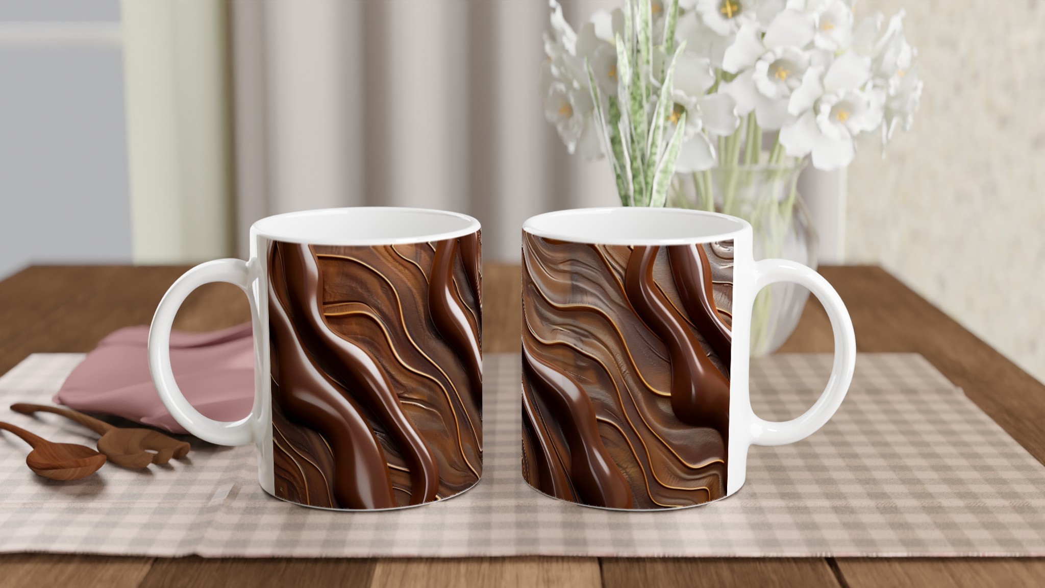 Vit 11oz keramisk mugg med elegant chokladbrunt mönster – välj bland sju stilrena färger 10 b7b22538-ed80-412b-bb4c-b300d3717324