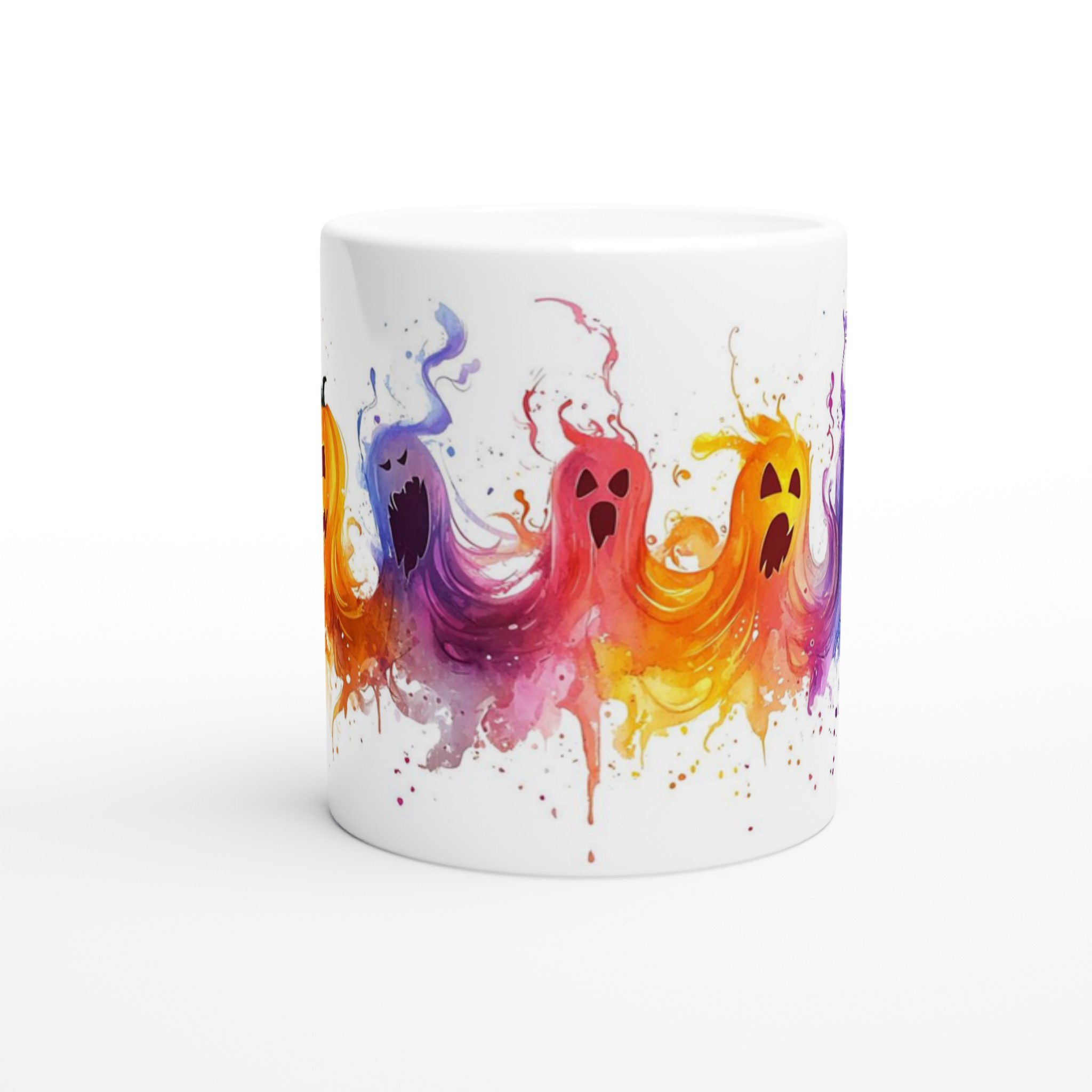 Halloweenspöken i akvarell – Färgstark 11oz keramikmugg för kaffe och te 8 b7e2dc17-9ef4-4dec-a54a-9f40a8059cc2