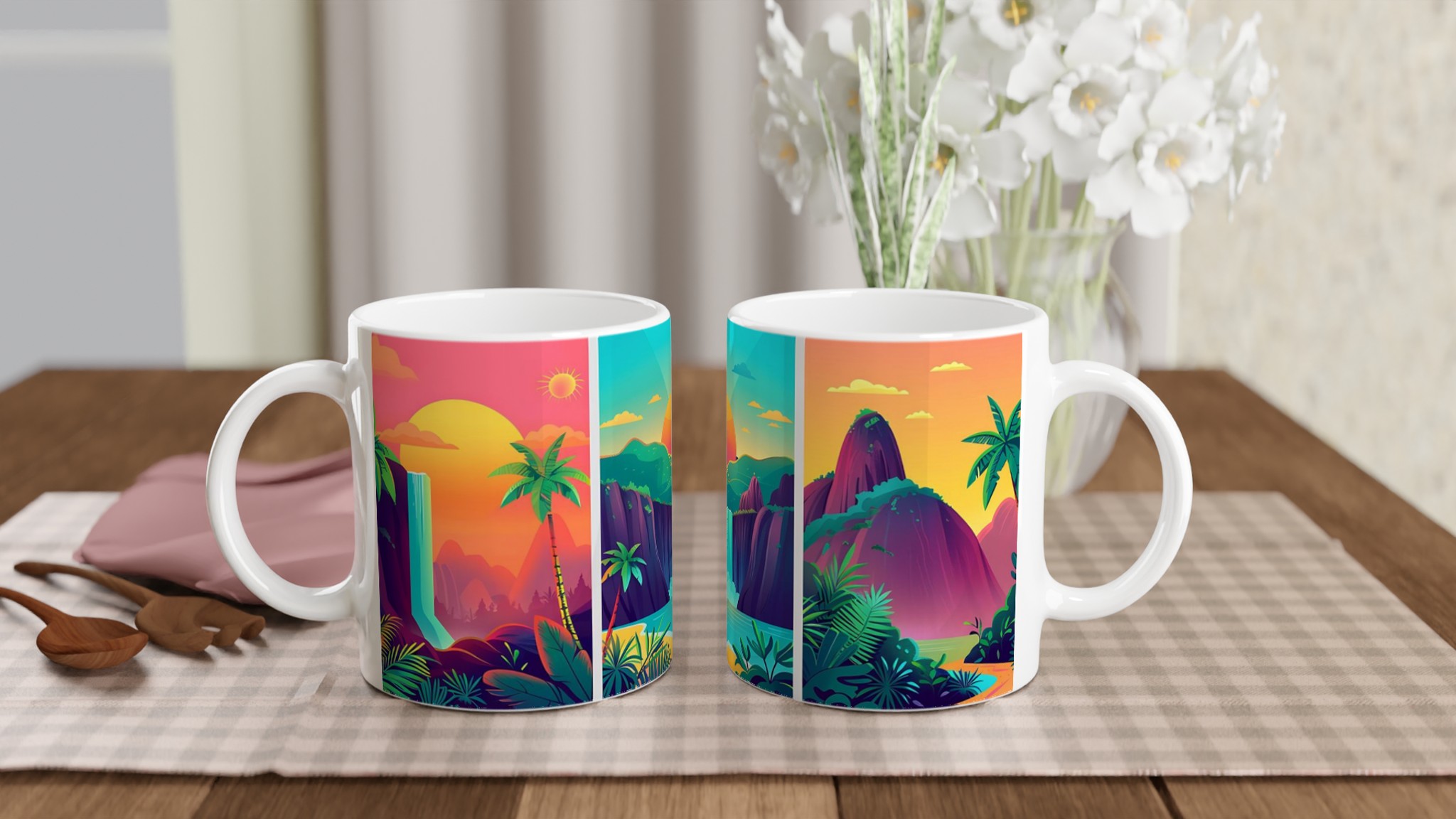 Tropisk Drömlandskap Mugg - Livfulla Vattenfall & Palmer i Valfri Färg, 11 oz 10 b7e327d4-ef86-490c-94c8-3c858b99b72d