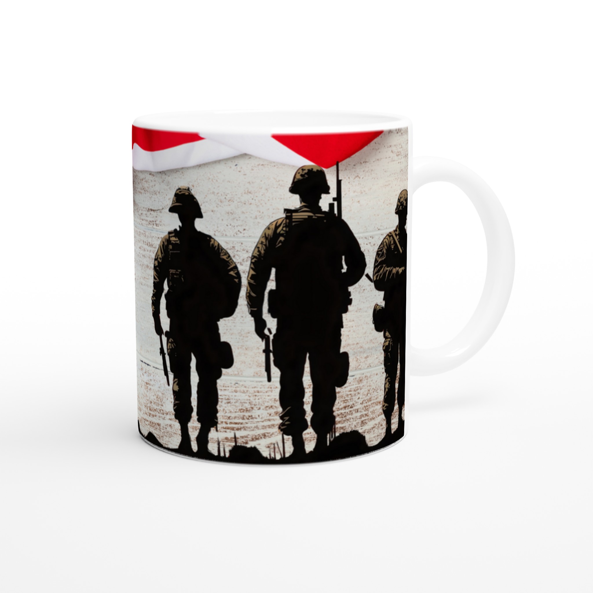 Vit 11oz keramisk mugg med patriotiskt soldatmotiv – välj bland sju färgstarka keramiska nyanser 9 b7e51278-f2f0-487d-8e33-2ff2ef9ca047