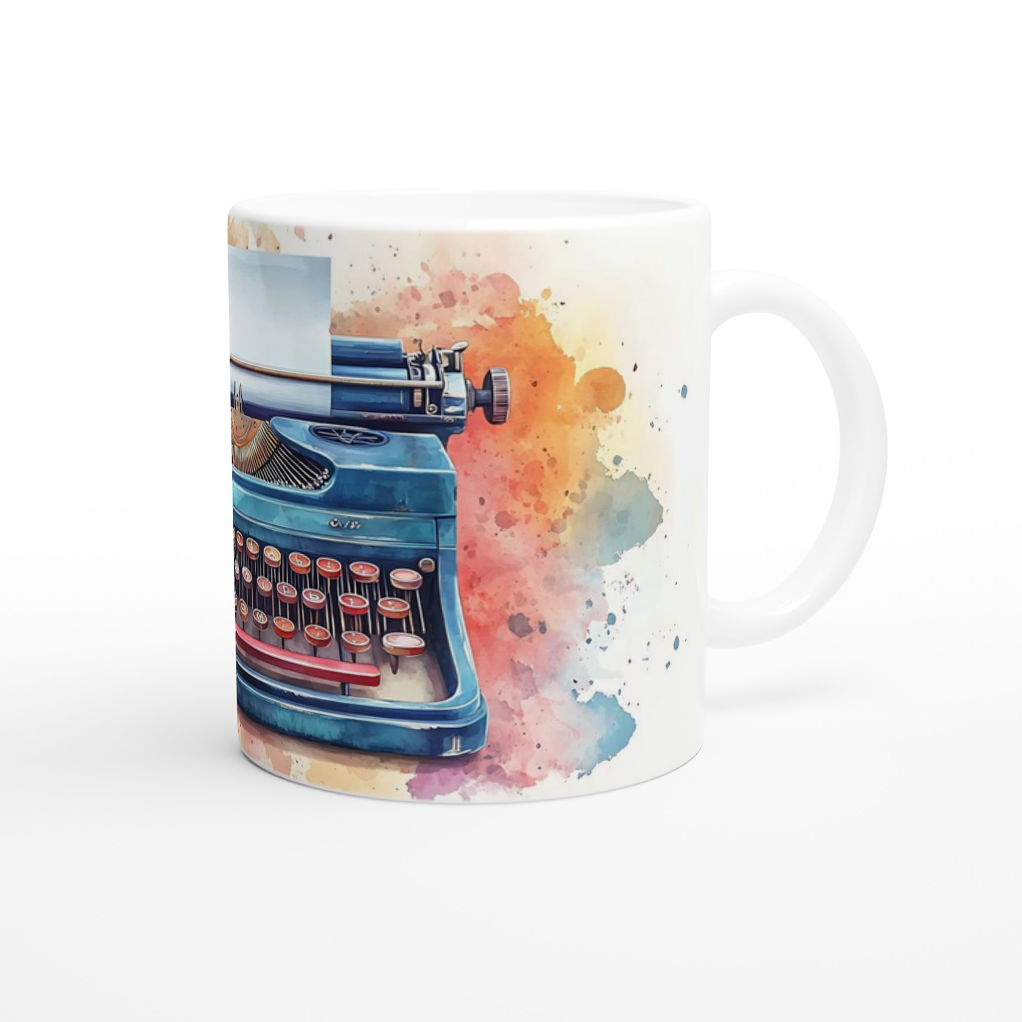 Retro Skrivmaskin Mugg – Konstnärlig Akvarelldesign i Flera Färger 9 b7fed82c-47ee-4145-9f60-297e77f7a45a