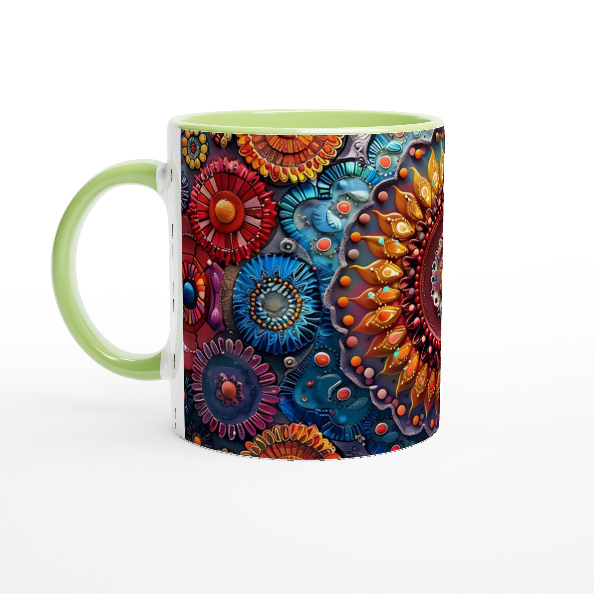 Mångfärgad Mandala Keramikmugg - 11oz Konstnärlig Kaffemugg i Ditt Val av Levande Färger 7 b8056899-41a4-4e9a-8ee8-ac9d07f30c56