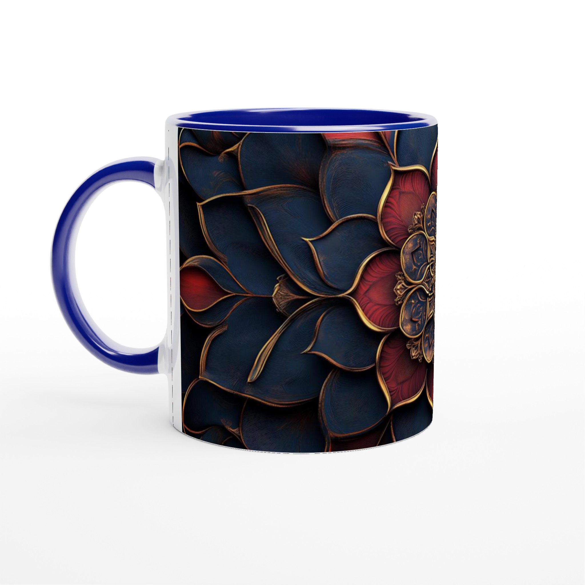 Mörk Lyxig Mandala Mugg – 11oz Keramikmugg med Intrikata Guld- och Röda Mönster 2 b8335ee3-2999-444e-8f72-385f41d62ecc
