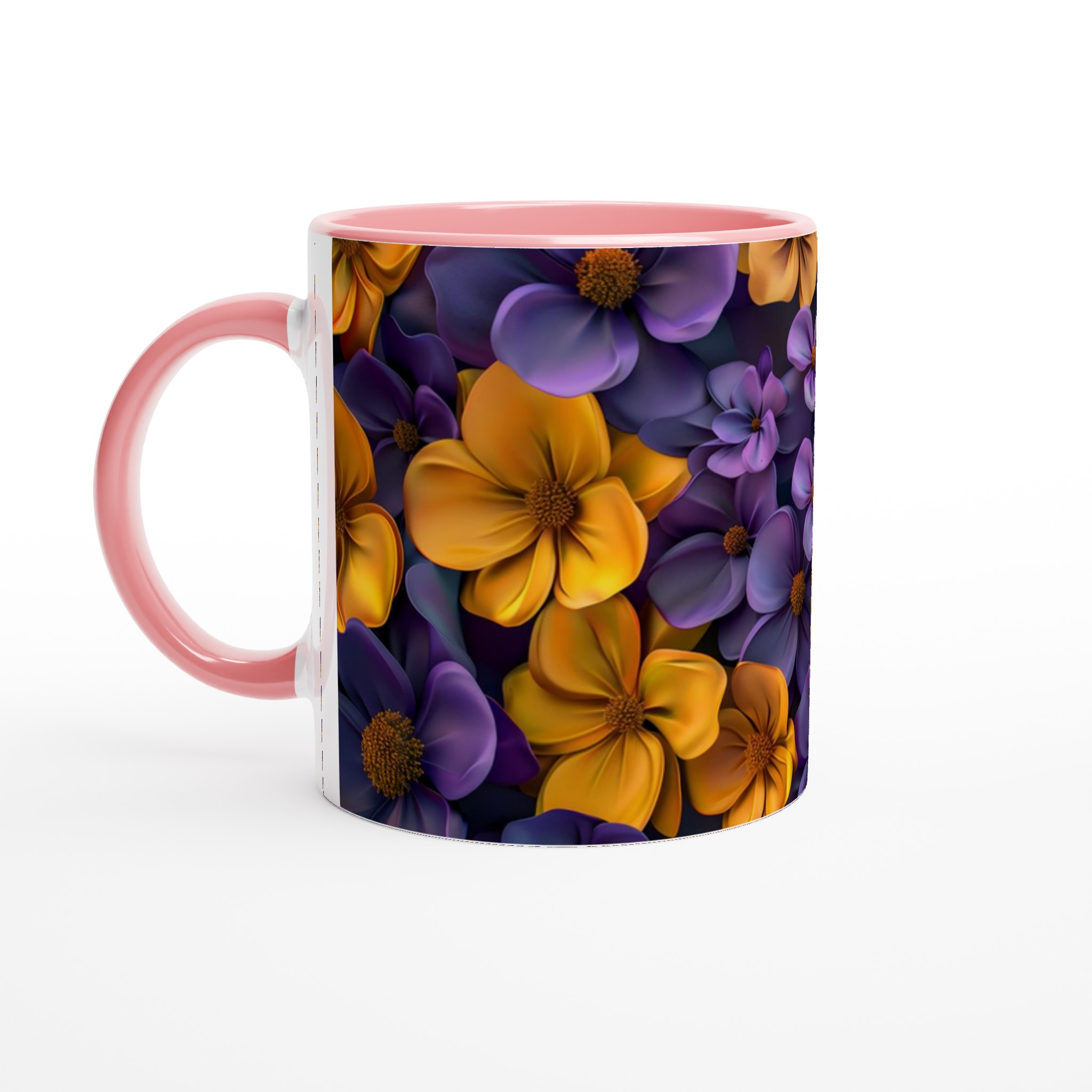 Ceramic Mug 11oz - Yellow & Purple Floral Blossom Design – Choose Your Ceramic Hue 6 b84bc67c-931b-4d34-afc8-7481e39f8f86