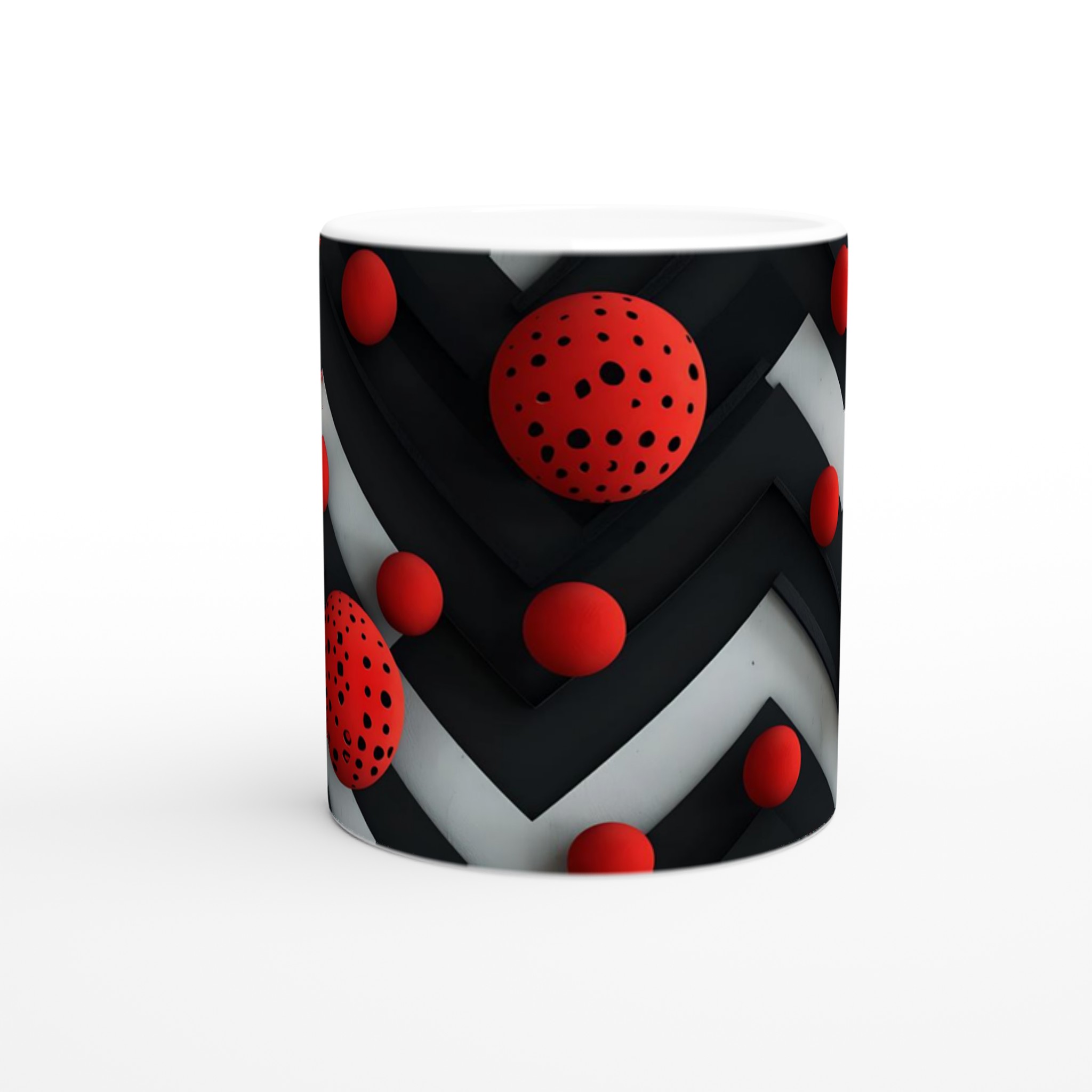 Abstrakt Geometrisk 11oz Keramikmugg – Dynamisk Design i Svart, Vitt & Rött 8 b87ccfa7-f5fa-4a8a-b806-a4fb3eb0e8b7