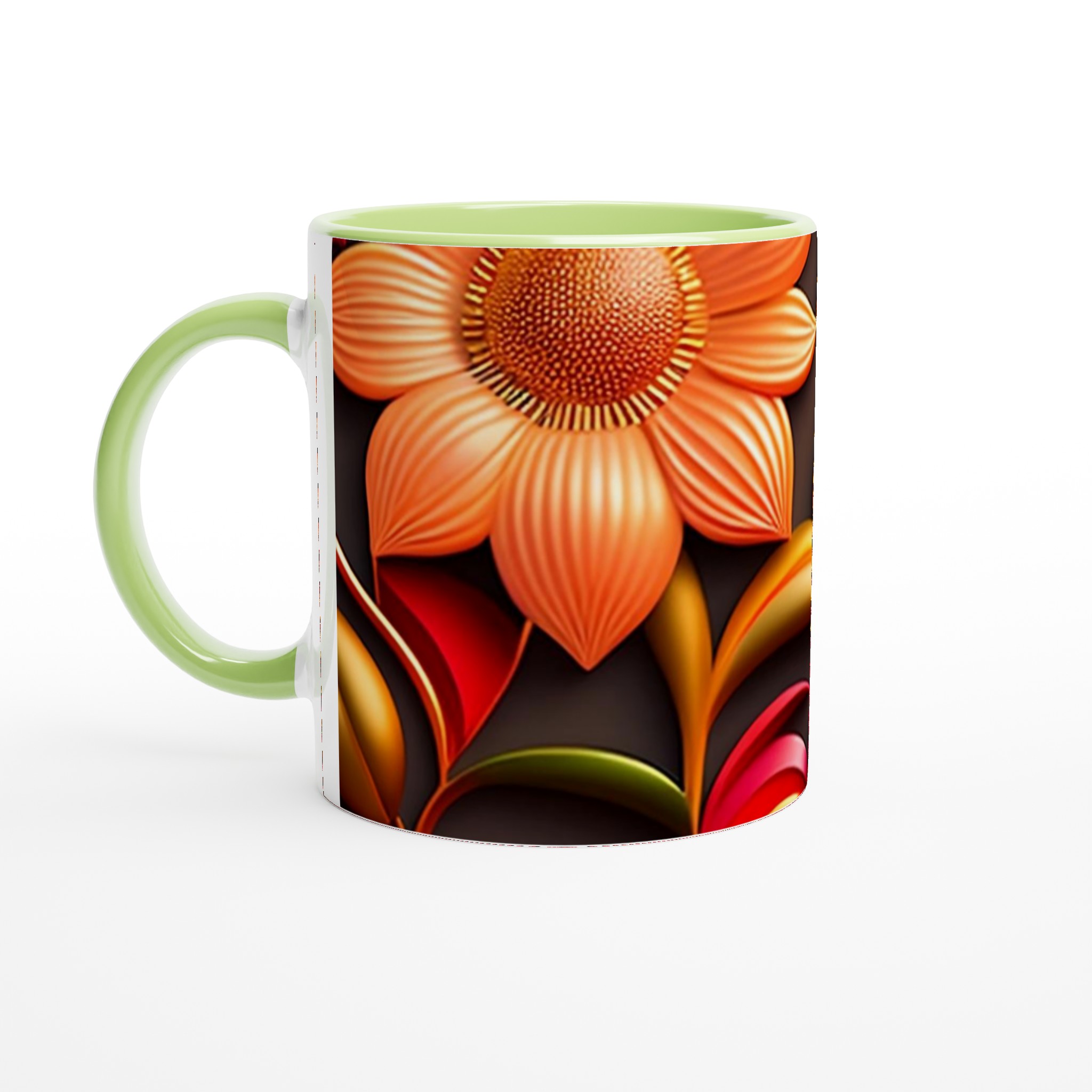 Vit 11oz keramisk mugg med färgstarkt blommönster i livfulla nyanser 7 b89a9128-6e7f-4455-a1e7-f33b9ca248bc