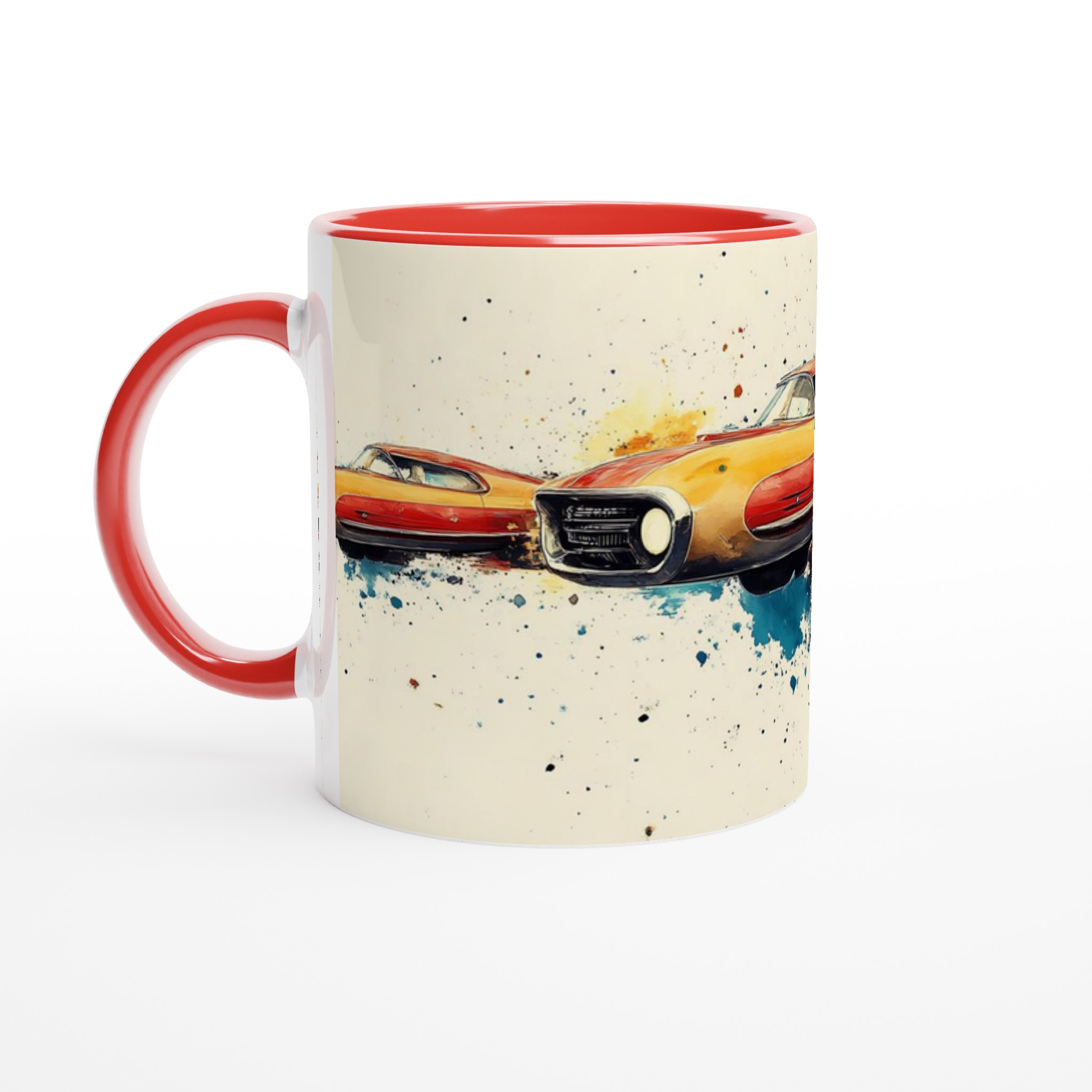 Retro Racing Art Mugg – 11 oz Keramikmugg med Dynamiskt Bildtryck i Flera Färger 5 b8dbdac7-6460-4699-905f-1ea5e6012341