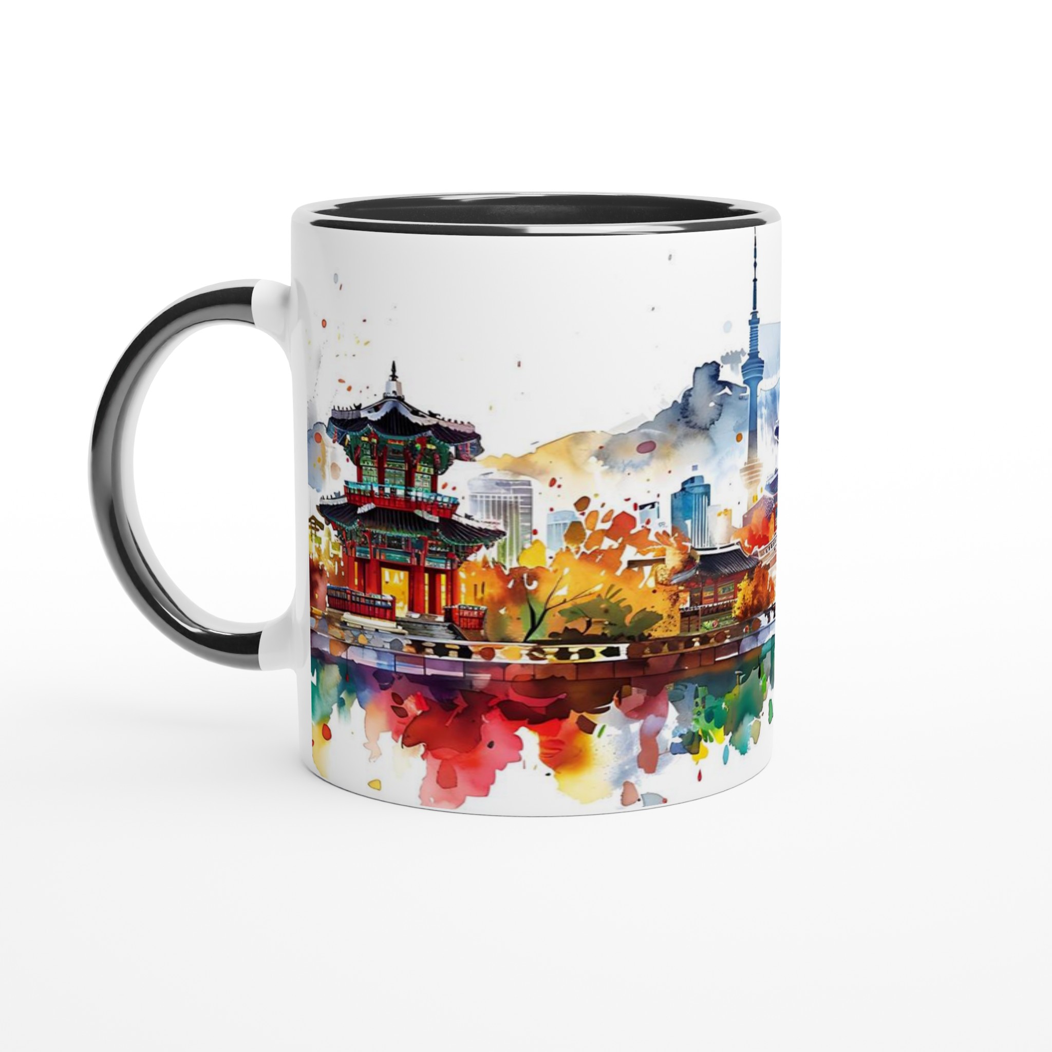 Seoul Skyline Akvarell Mugg - Koreansk Reseminne i Vattenfärg, 11oz Keramik 4 b8e46175-03bc-440f-92e4-5f2060ec5ba6