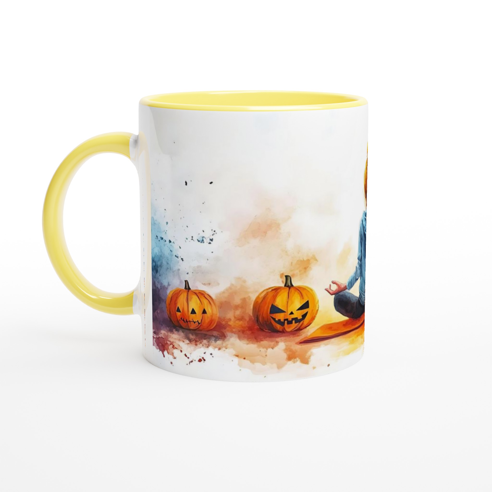 Zen Halloween Mugg - Skrämmande Avslappnad Yogapumpa i Akvarellstil, Välj bland Flera Färger 3 b8ec909f-03fa-49ea-98eb-85600d84a332
