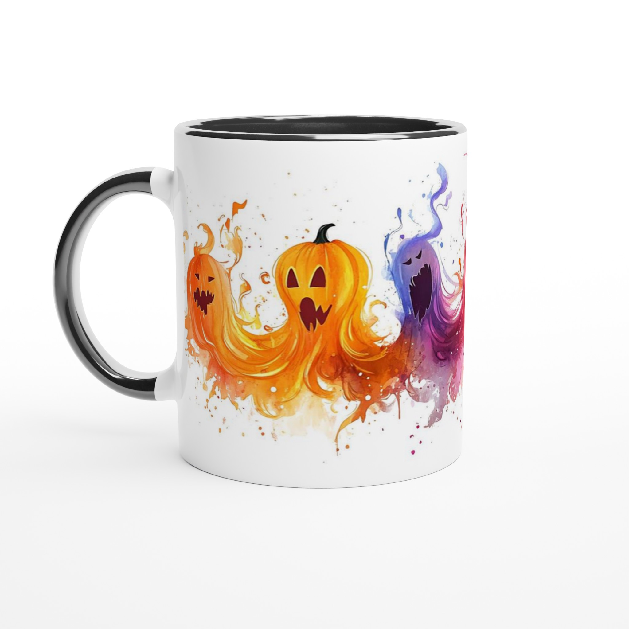 Halloweenspöken i akvarell – Färgstark 11oz keramikmugg för kaffe och te 4 b8fc261f-9e95-4b88-a648-4ca34cc95d81