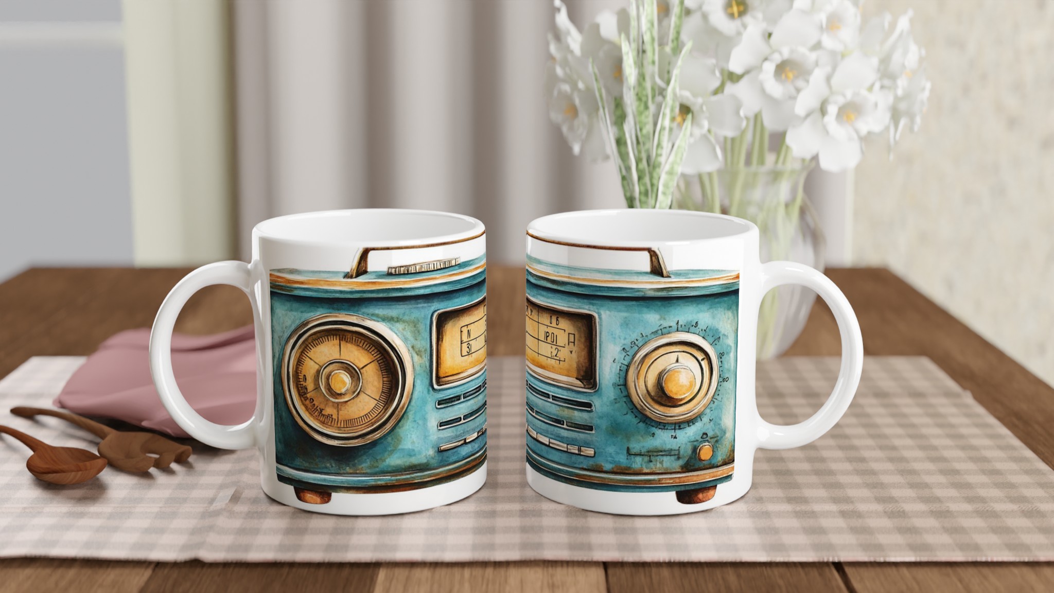 Nostalgi i Akvarell: Vintage Radio Keramikmugg – Din Kaffepaus med en Touch av Retrocharm 10 b92292d3-b15e-40d5-a6b1-2d1e24ee92cc