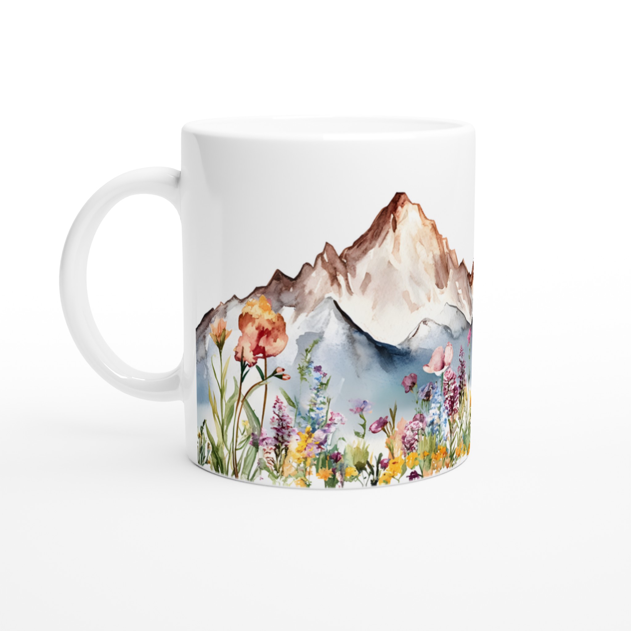 Akvarell Berg & Vildblommor Keramikmugg – Konstnärlig 11oz Kaffekopp i Flera Färger 1 b9460c14-1bb0-4096-9abe-6003c5f4fd16