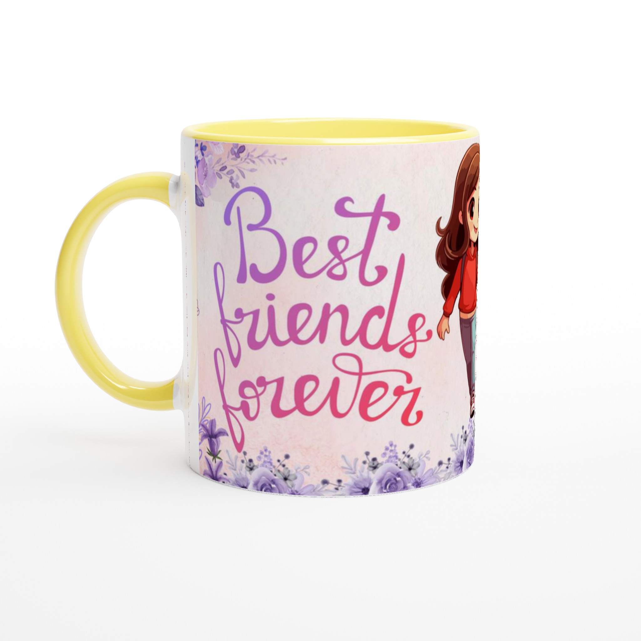 Vit 11oz keramisk mugg med charmigt bästa vänner-motiv i mjuka pastellfärger 3 b96374bf-7eca-4a83-be7d-8a3bbb270bef