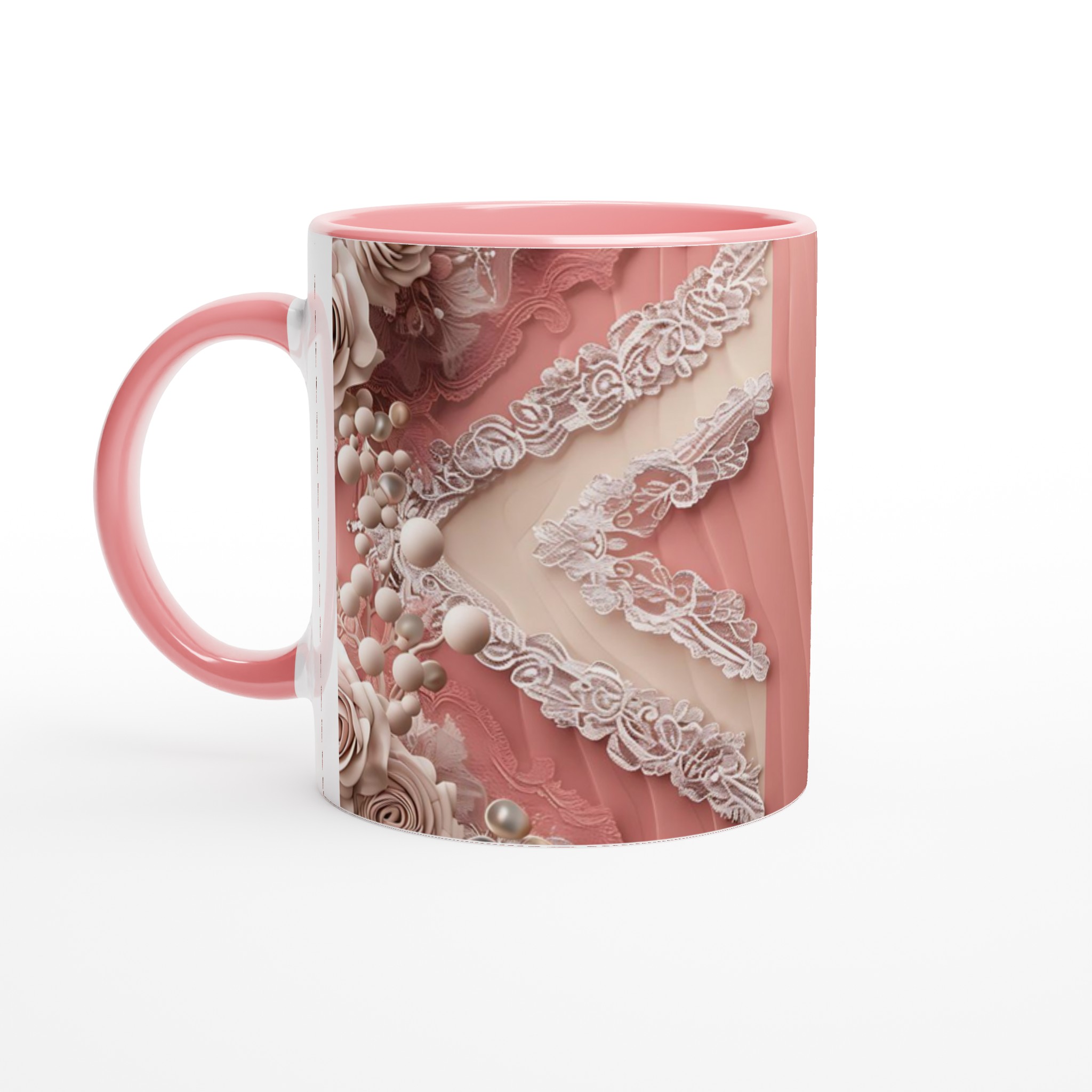 Vit 11oz Keramisk Mugg med Elegant Rosornament - Välj Din Favoritfärg 6 b9727192-9bd1-4b56-aded-6d6c70faa940