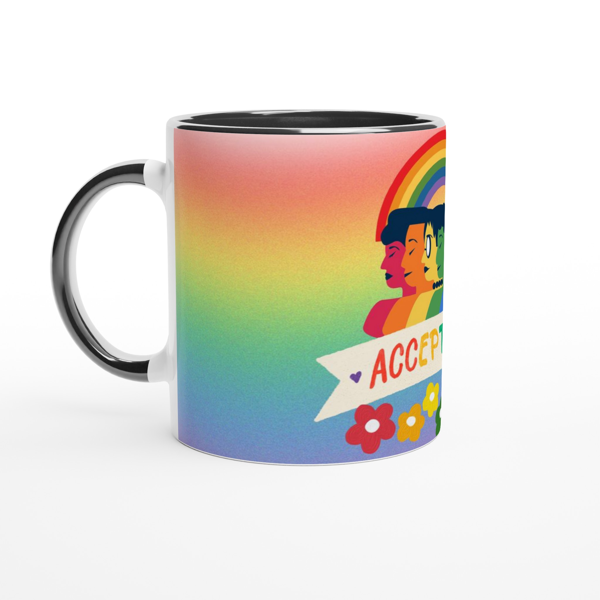 Vit 11oz keramisk mugg med colorfullt Acceptansmotiv – välj bland sju livfulla keramiska färger 4 b9746cb9-dfff-4b23-8bf8-61730db88b9d