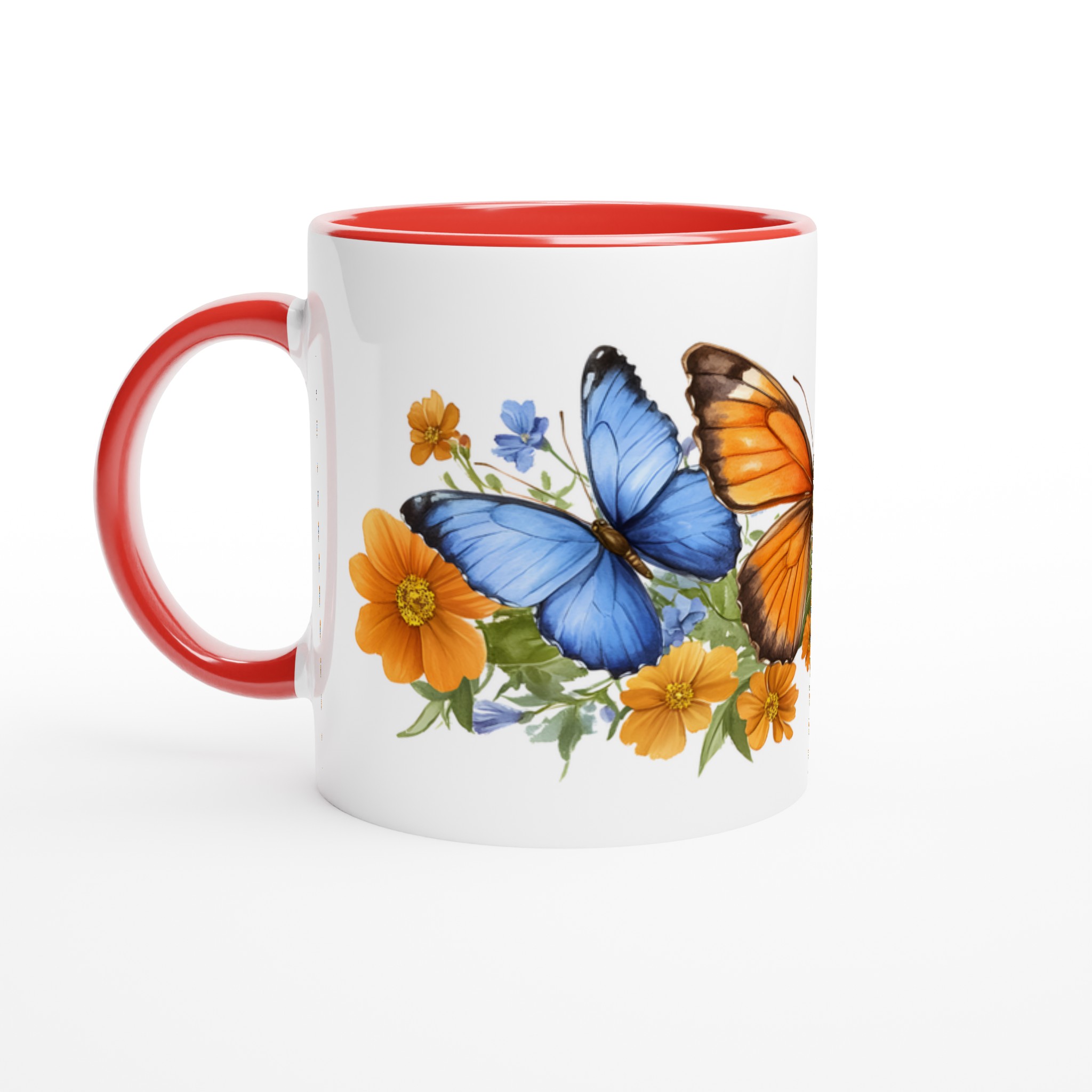 Fjärilsparadis 11oz Keramikmugg – Vackra Blå & Orange Fjärilar bland Blommor 5 b97f87f1-8a45-4ab7-b15e-61653c28ed95