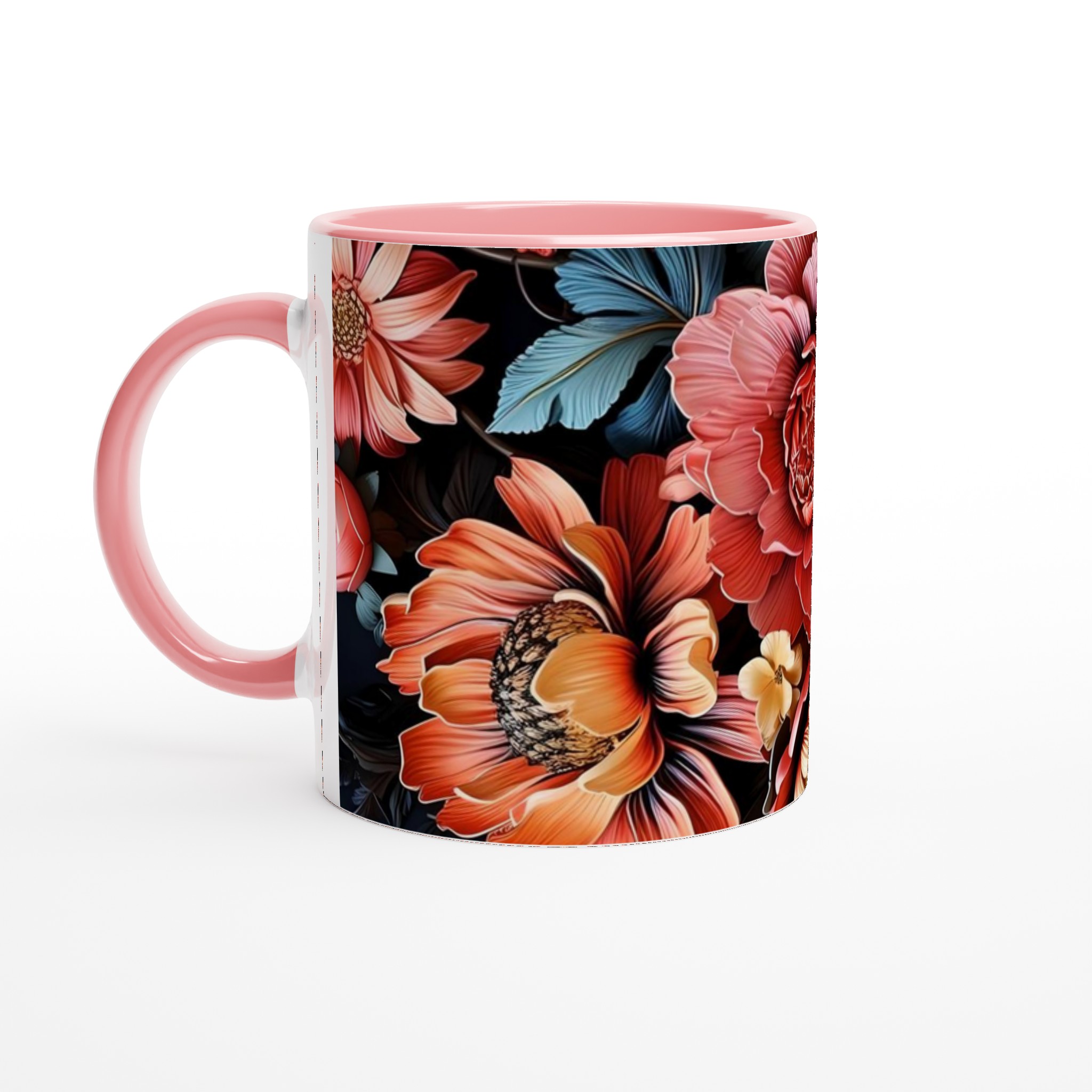 Eleganta 11oz keramikmuggar med blomsterprakt - välj bland sju stilfulla färger 6 b994445e-f0dd-4a21-870d-8ff7822d44c7