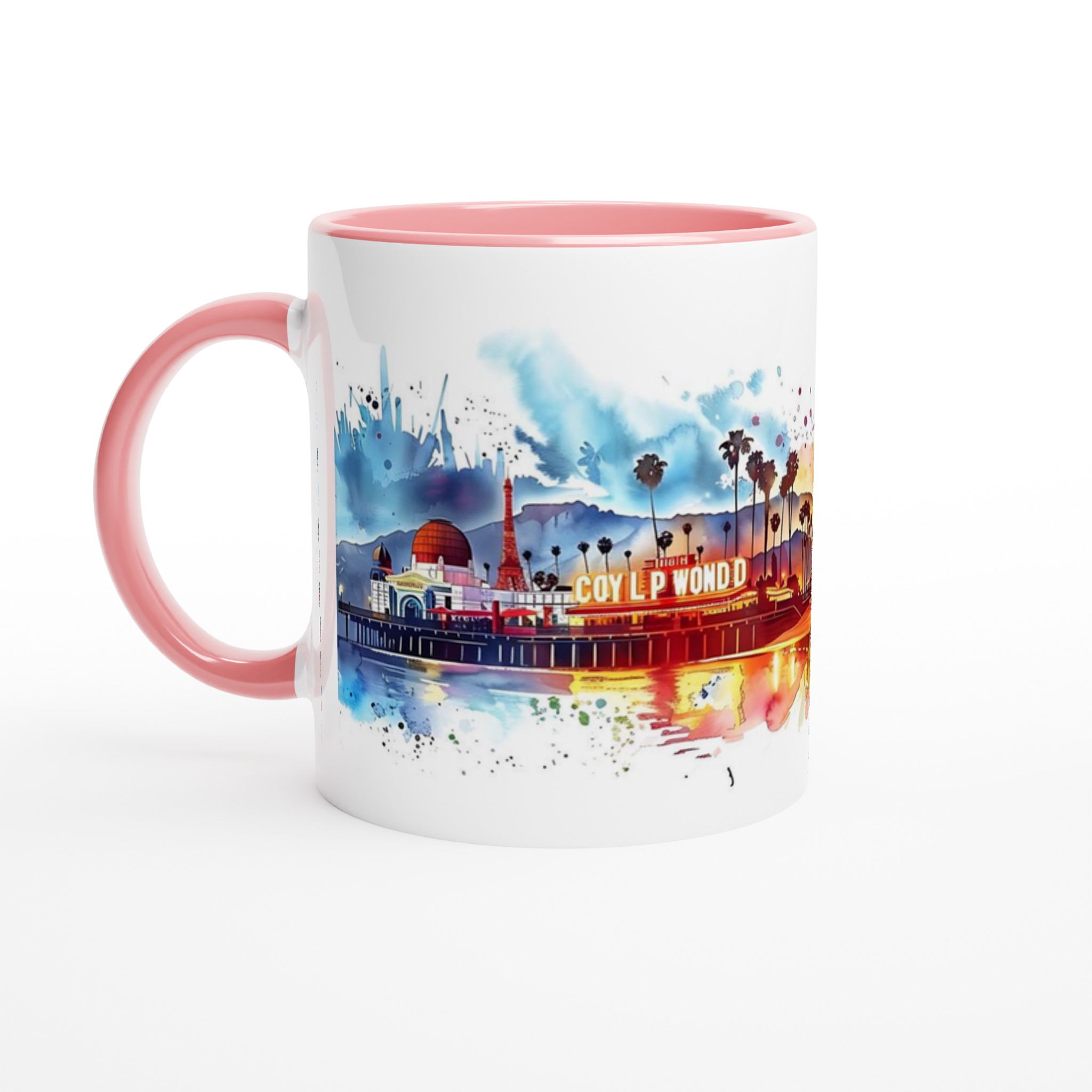 Vit 11oz keramisk mugg med färgstark Los Angeles skyline – välj din favoritfärg 6 b9c79aa3-12fe-4077-bc24-90143d27f205