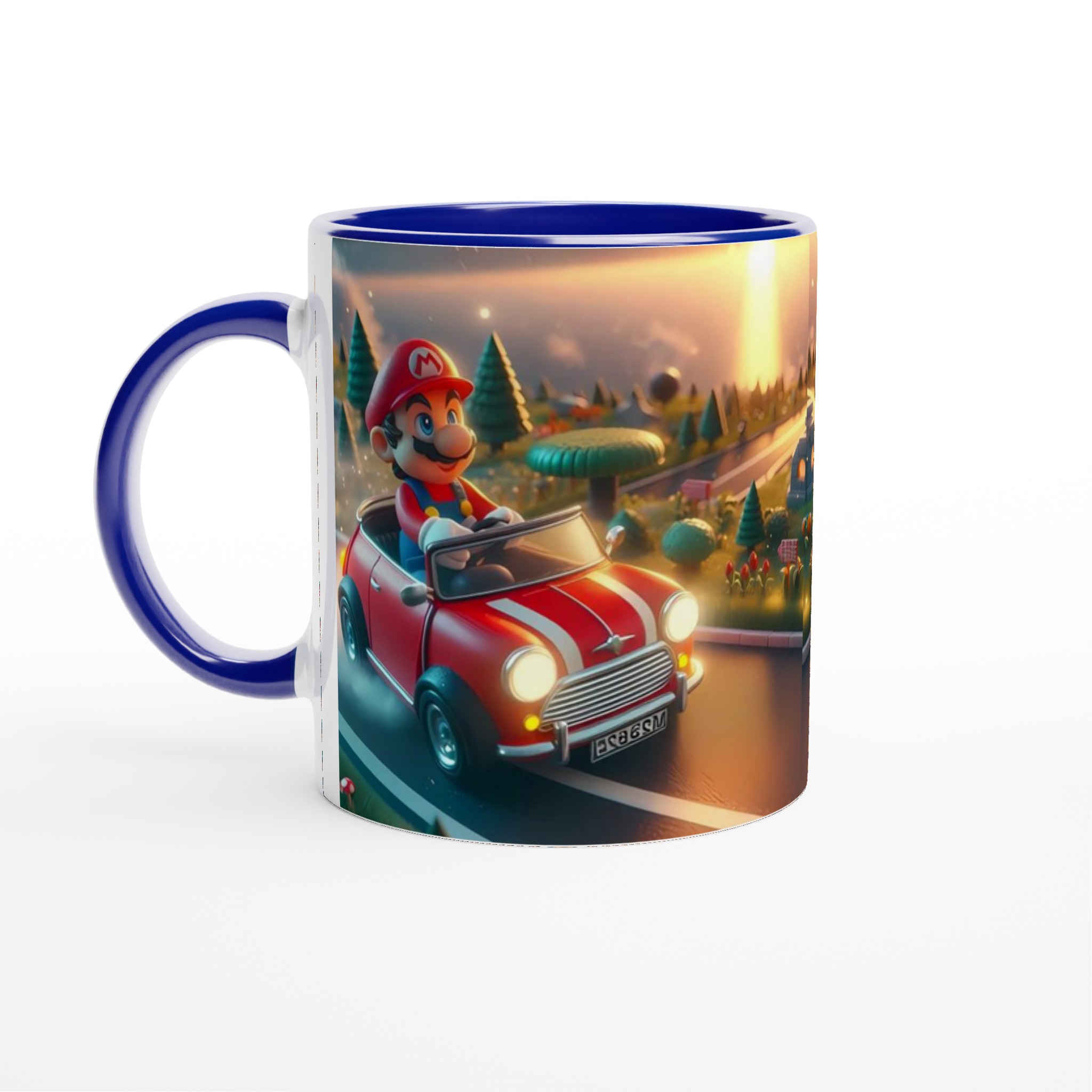 Vit 11oz keramisk mugg med lekfull racerbilsdesign i flera färgstarka nyanser 2 ba0089fa-6147-4d77-8ecf-f7025048434c