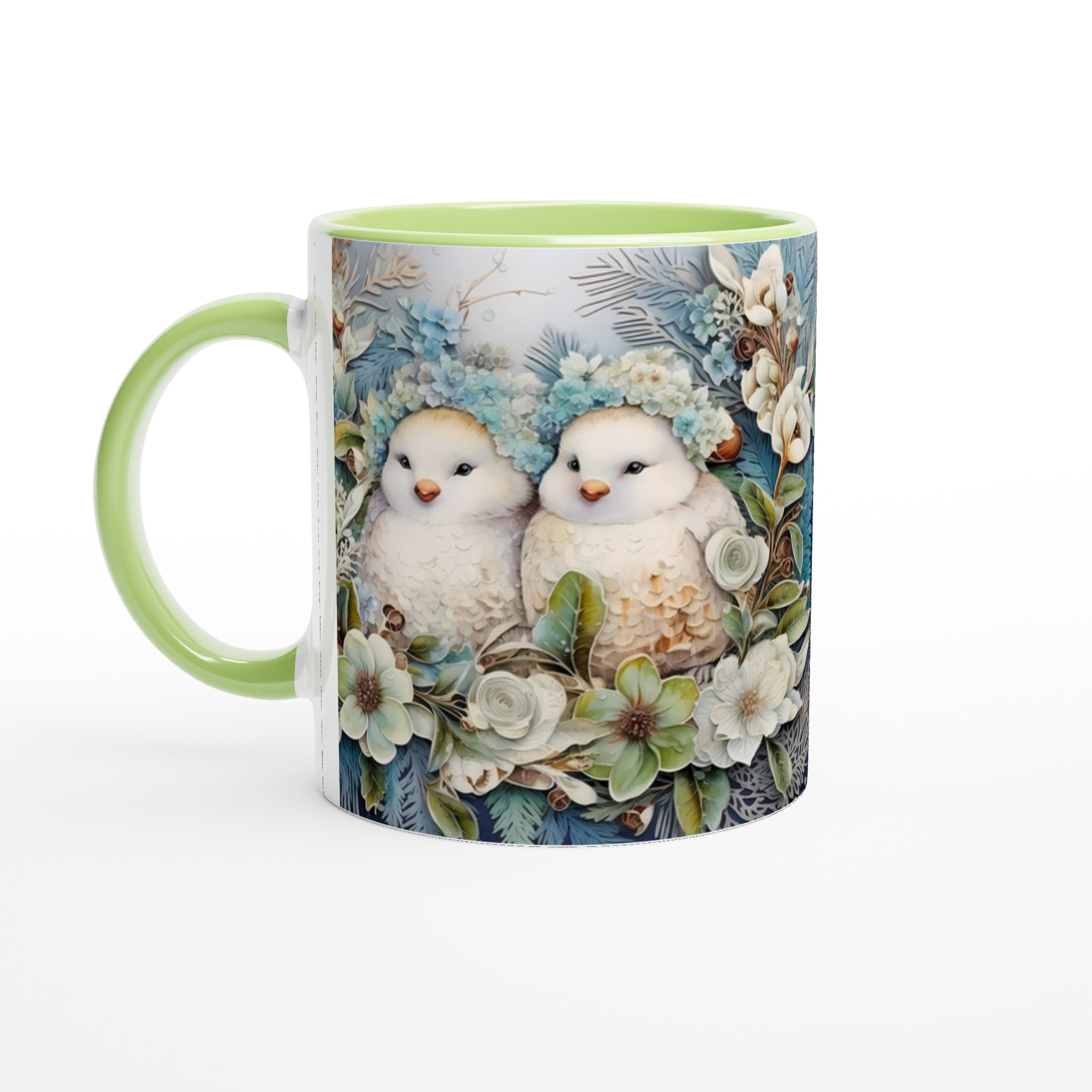 Charming Vinterfåglar Mugg – Söt Design med Blå Blomster & Fåglar, 11oz Keramikmugg i Valfri Färg 7 ba172668-6e5a-4394-a696-4a81f9bca515