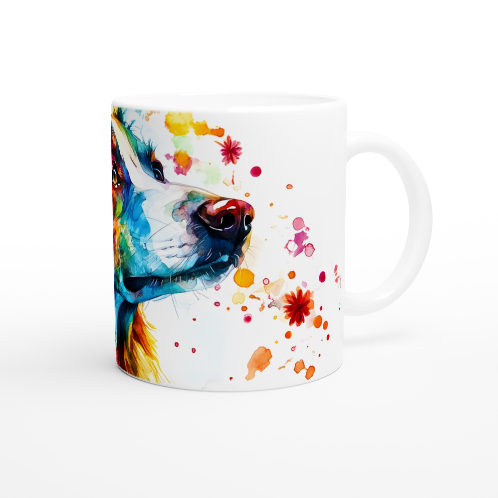 Färgsprakande Akvarellhund Mugg - 11oz Keramikmugg i ditt Val av Sju Livfulla Färger 9 ba20f321-4d81-44fb-9fee-3dcf5b6447a3