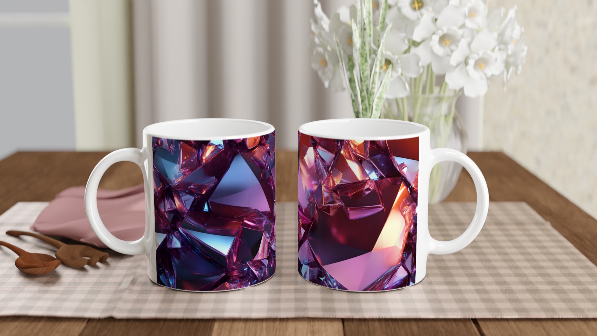 Abstrakt Kristallmugg: 11oz Keramikmugg med Glänsande Prismatisk Design i Valfri Färg 10 ba4ddaaf-7663-47a4-9e69-1930466ce415