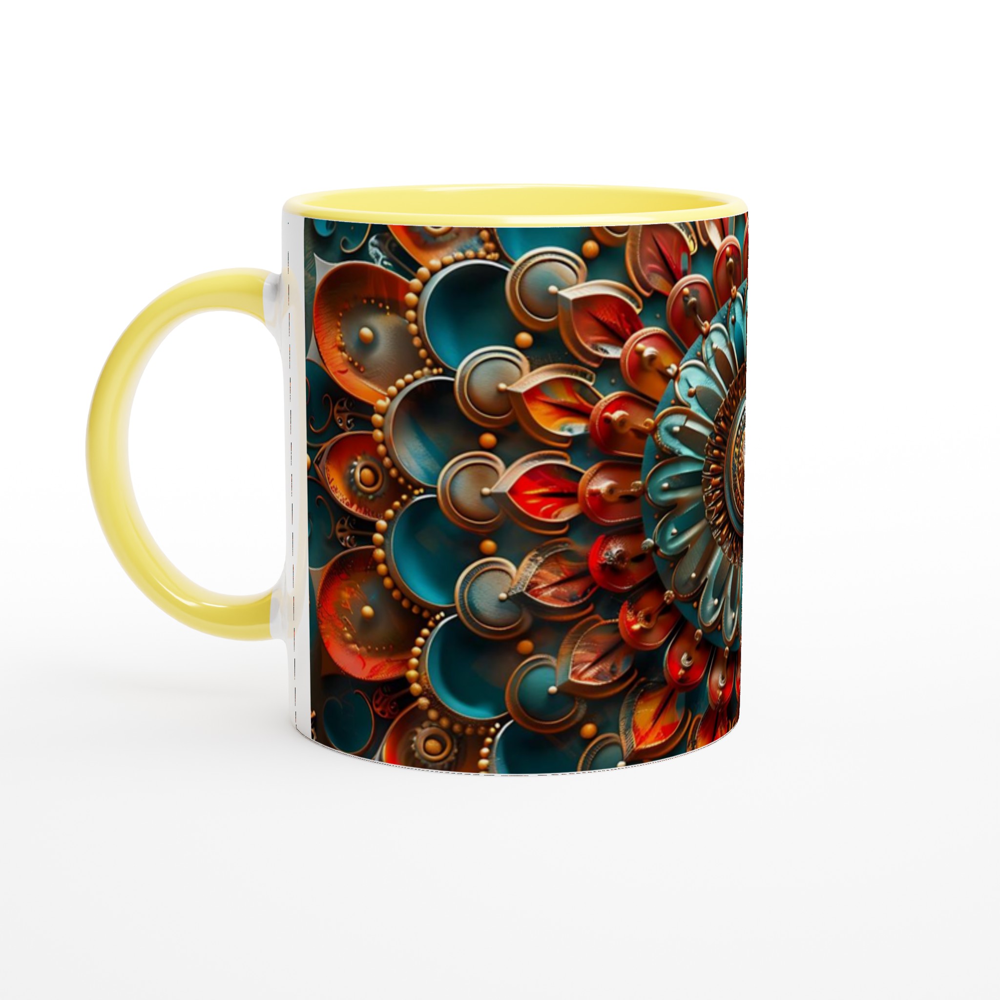 Abstrakt Mandala 11oz Keramikmugg – Teal, Roströd & Guld design i valfri färg 3 ba828330-fba8-4239-b234-25680438a217