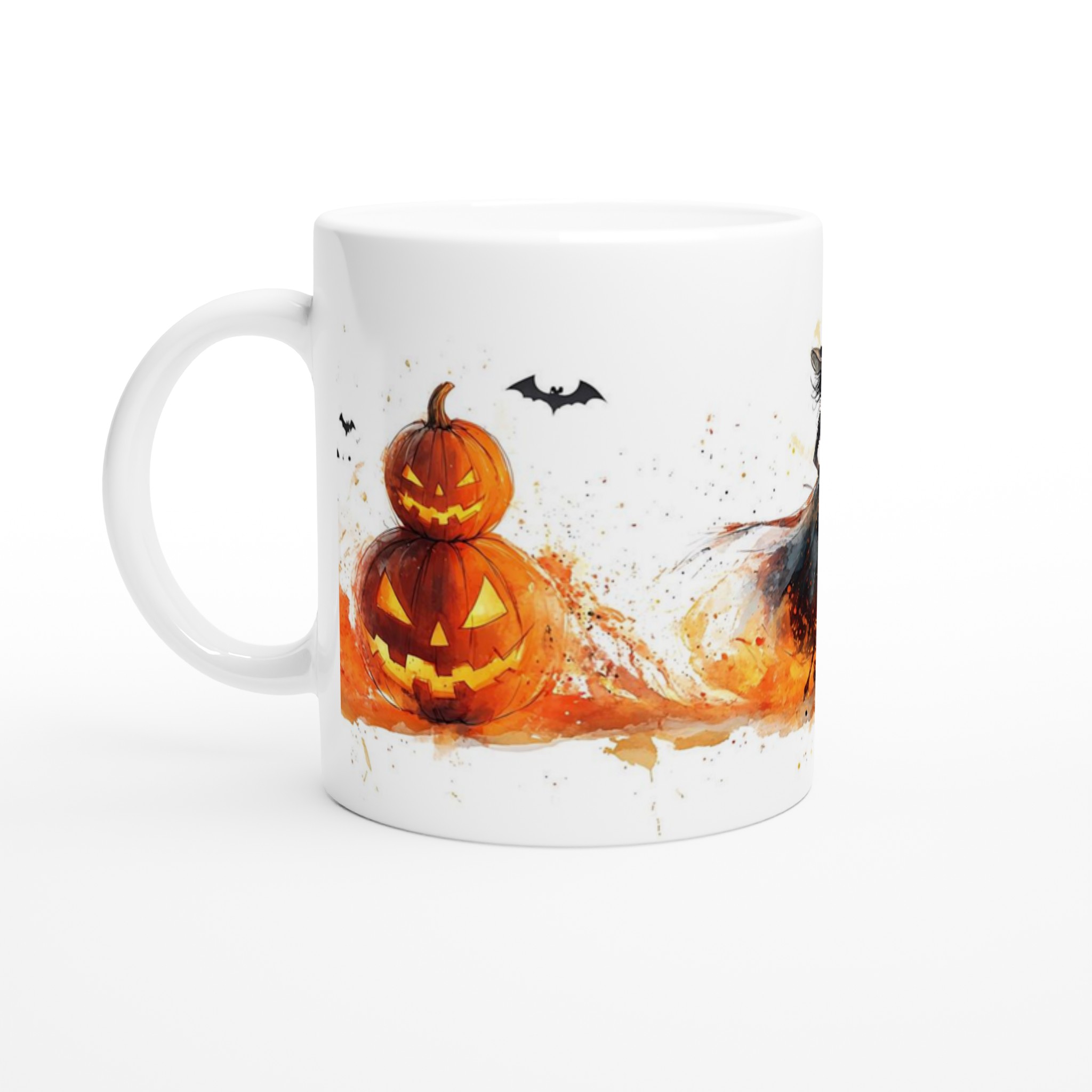 Spooky Watercolor Halloween Witch & Pumpkins 11oz Keramisk Mugg – Välj bland 7 Förtrollande Färger! 1 ba8dad64-4267-4001-a03a-2453225717a2