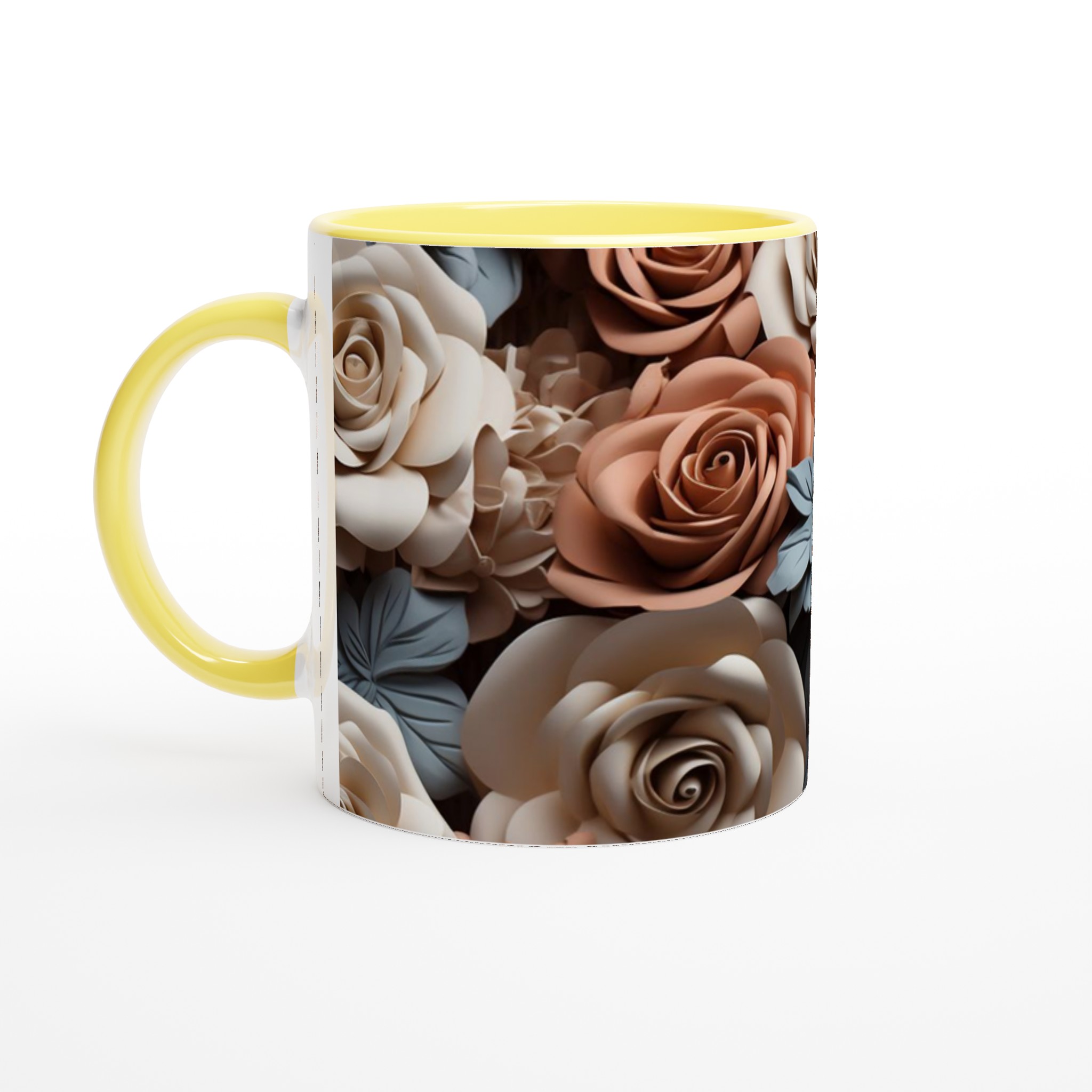 Vit 11oz keramisk mugg med elegant ros- och naturmotiv i flera färger 3 baa61db2-da3a-4598-bdd1-f4f51fddb076