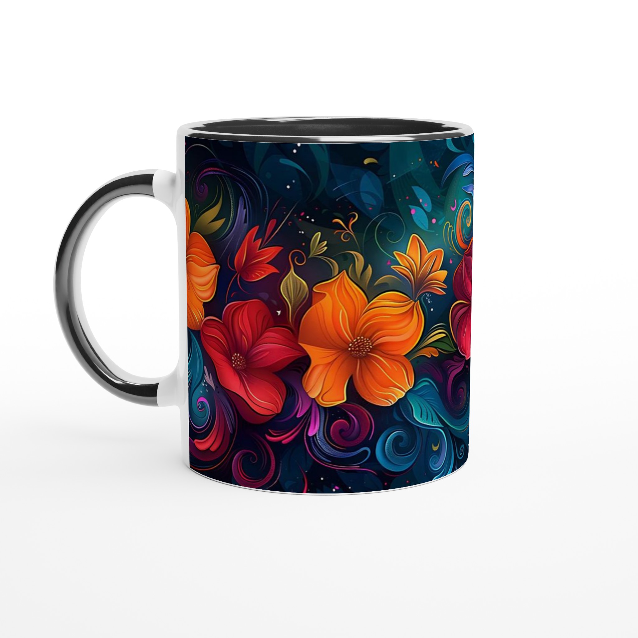 Färgexplosion Blommor Keramikmugg - 11oz, Välj mellan 7 Strålande Färger! 4 babe69b9-c44e-4f80-bd96-a99a23c37181