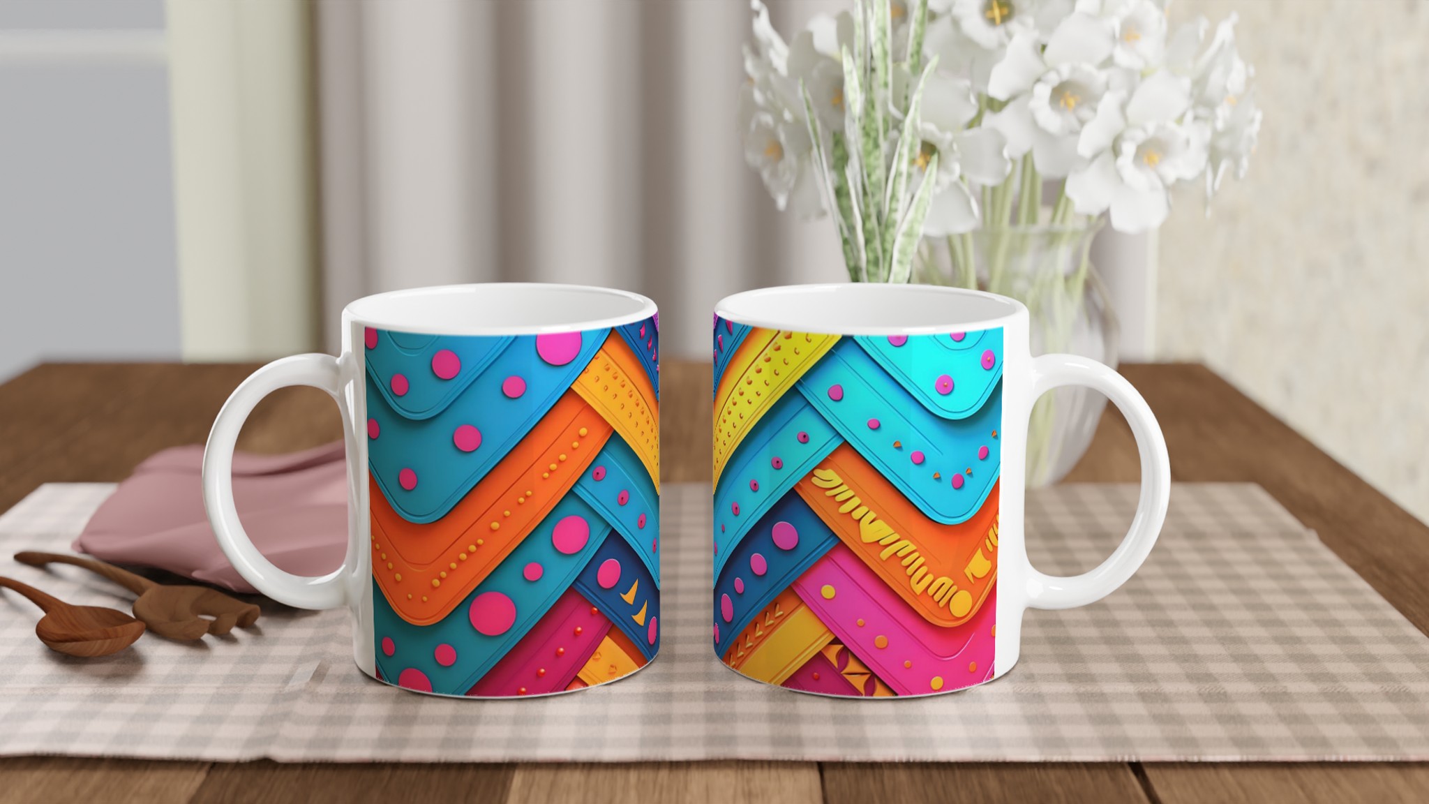 Mönstrad 11oz Keramisk Mugg - Livfulla Färgblock & Lekfull Design i Flera Färger 10 badc3d45-bb5b-4ae1-991a-5acbcd218486