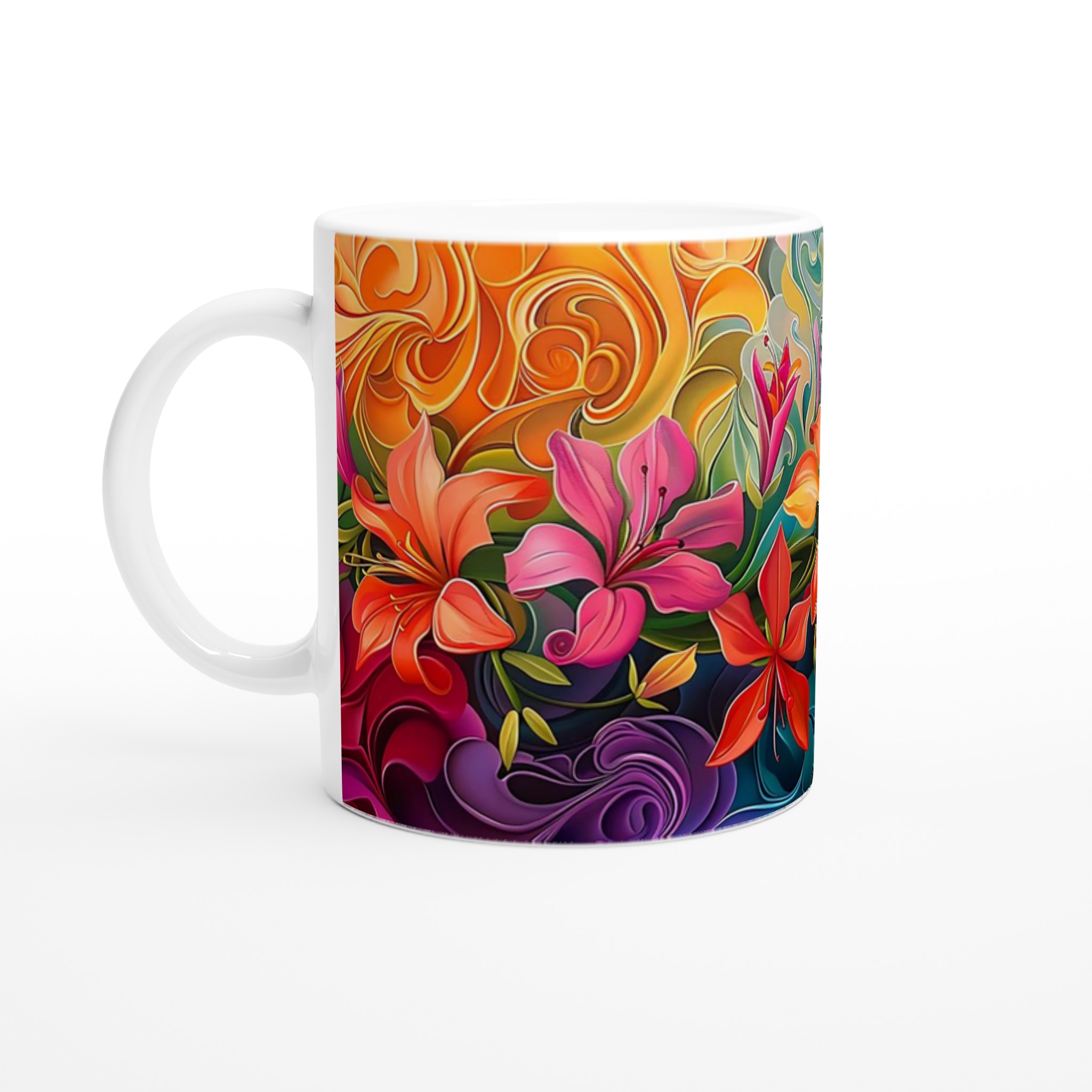 Färgsprakande Blomstermugg – 11 oz Keramikmugg i ditt val av 7 livfulla färger 1 bb014131-1248-4f80-8cd9-0b8884437147