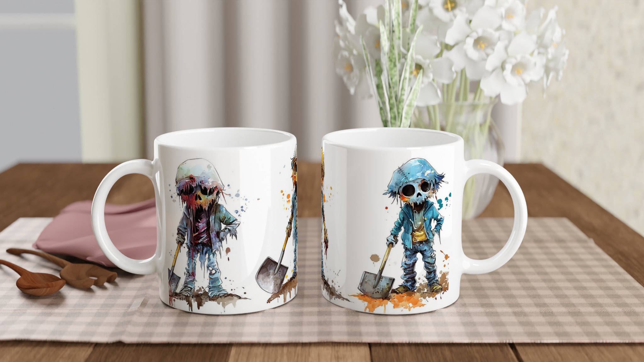 Unika Zombie Diggers Keramikmugg - Skrämmande Charm & Vattenfärgsstil i Flera Färger 10 bb0dafca-aabb-4a4d-860b-d2c03e249f3e