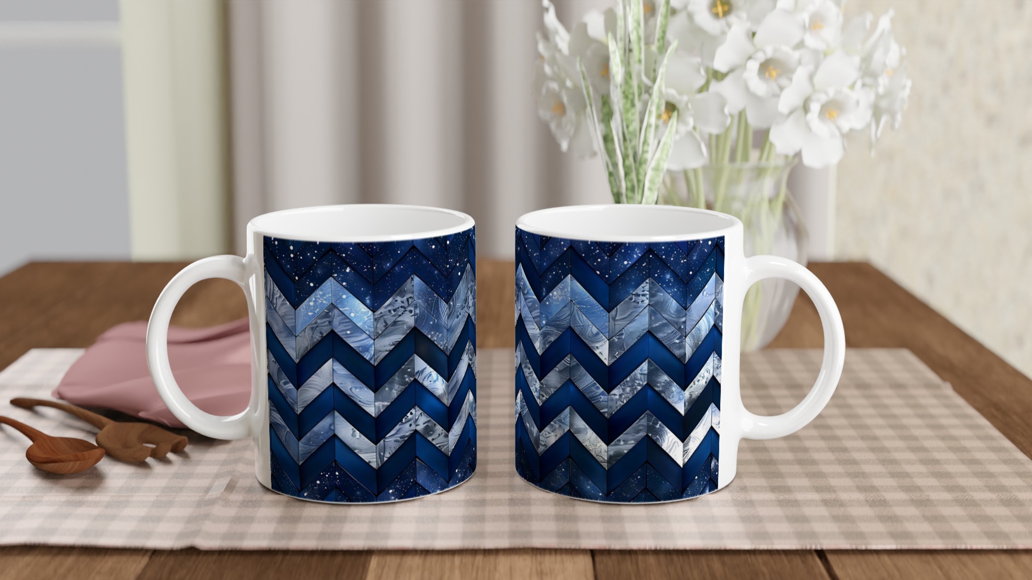 Vit 11oz keramisk mugg med djupblå natthimmel & mönster – välj din favoritfärg 10 bb11882f-f64f-48a2-bad8-265f768bf53f